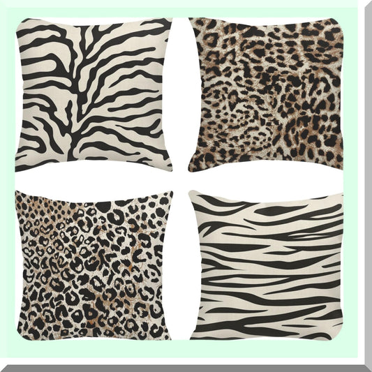 Safari Leopard Pillow Covers Set 18x18 Inches