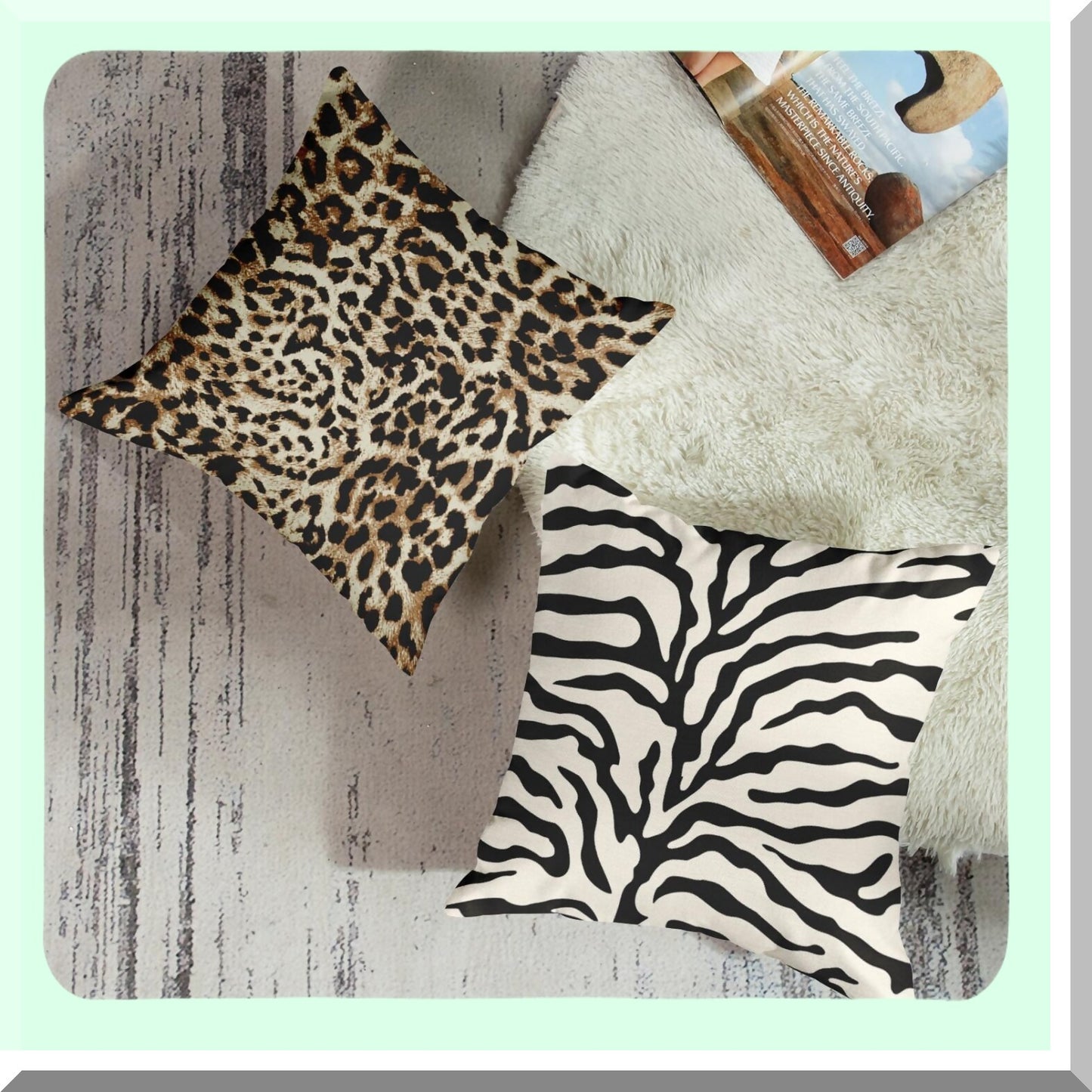 Safari Leopard Brown Abstract Pillow Covers Set - Decorative 18x18 Inches Outdoor Cushion Sofa Cases - Animal Print Home Decor Pillowcases Pack of 4