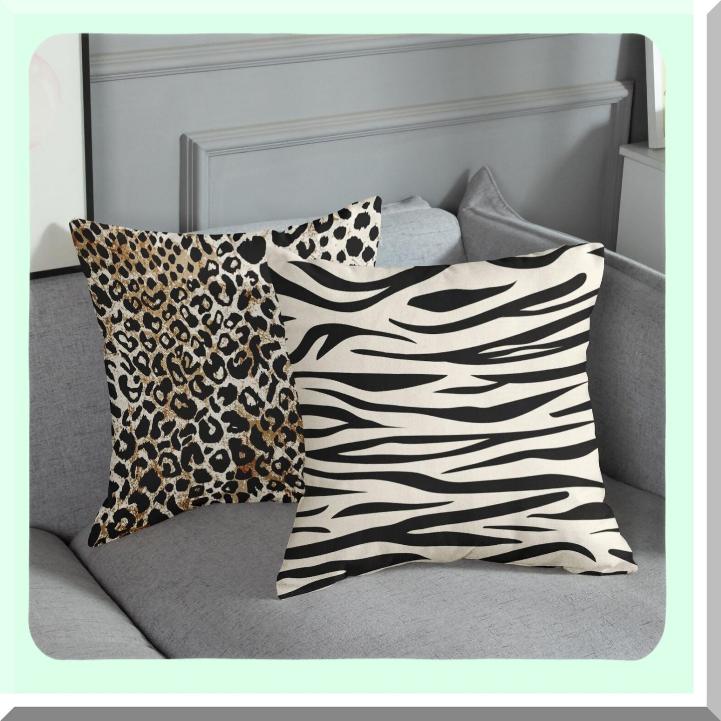 Safari Leopard Brown Abstract Pillow Covers Set - Decorative 18x18 Inches Outdoor Cushion Sofa Cases - Animal Print Home Decor Pillowcases Pack of 4