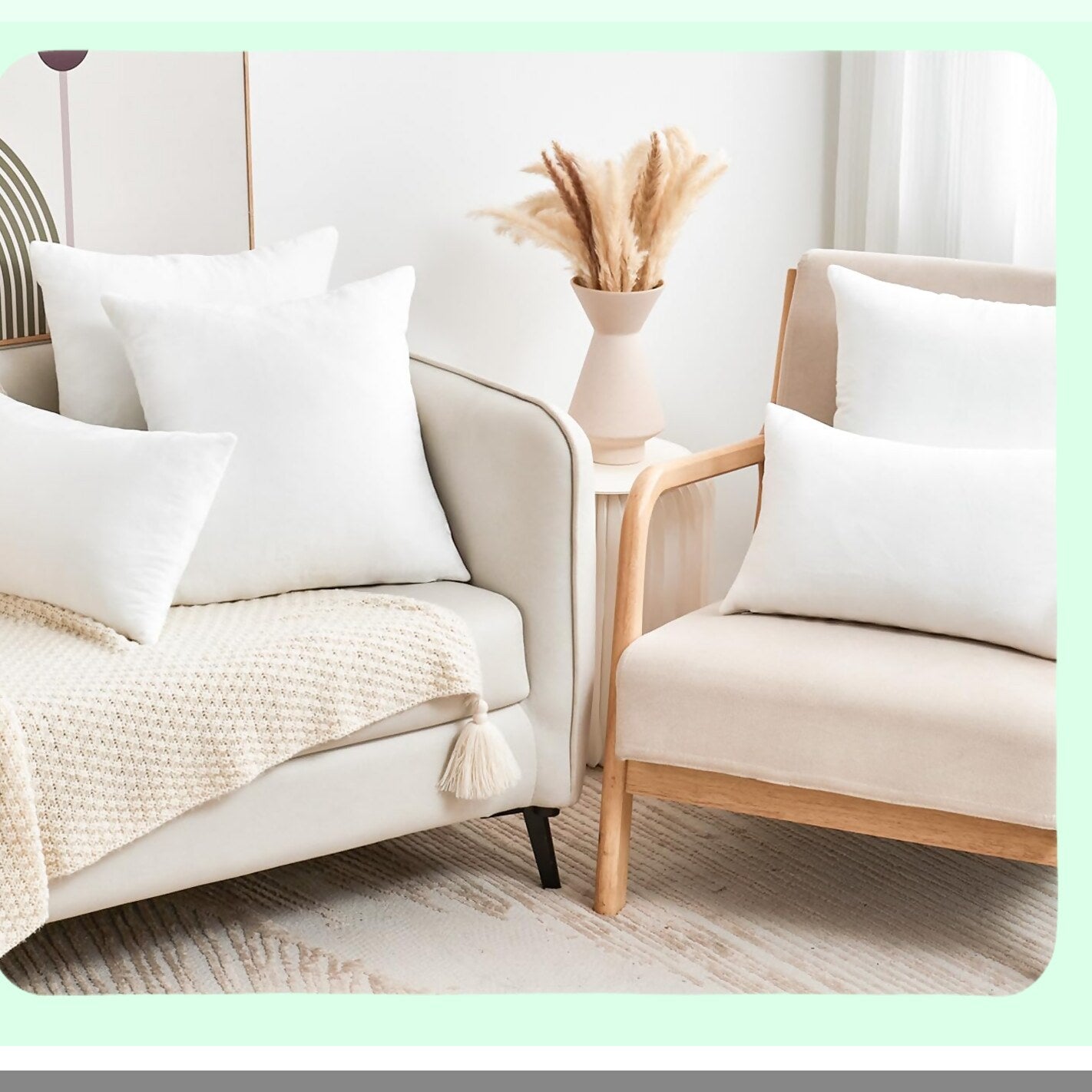 Velvet White Farmhouse Pillow Covers - Set of 2 Soft 16x16 Inch Square Cushion Cases for Couch Sofa Bed Living Room Decor, Neutral Boho Home Accent