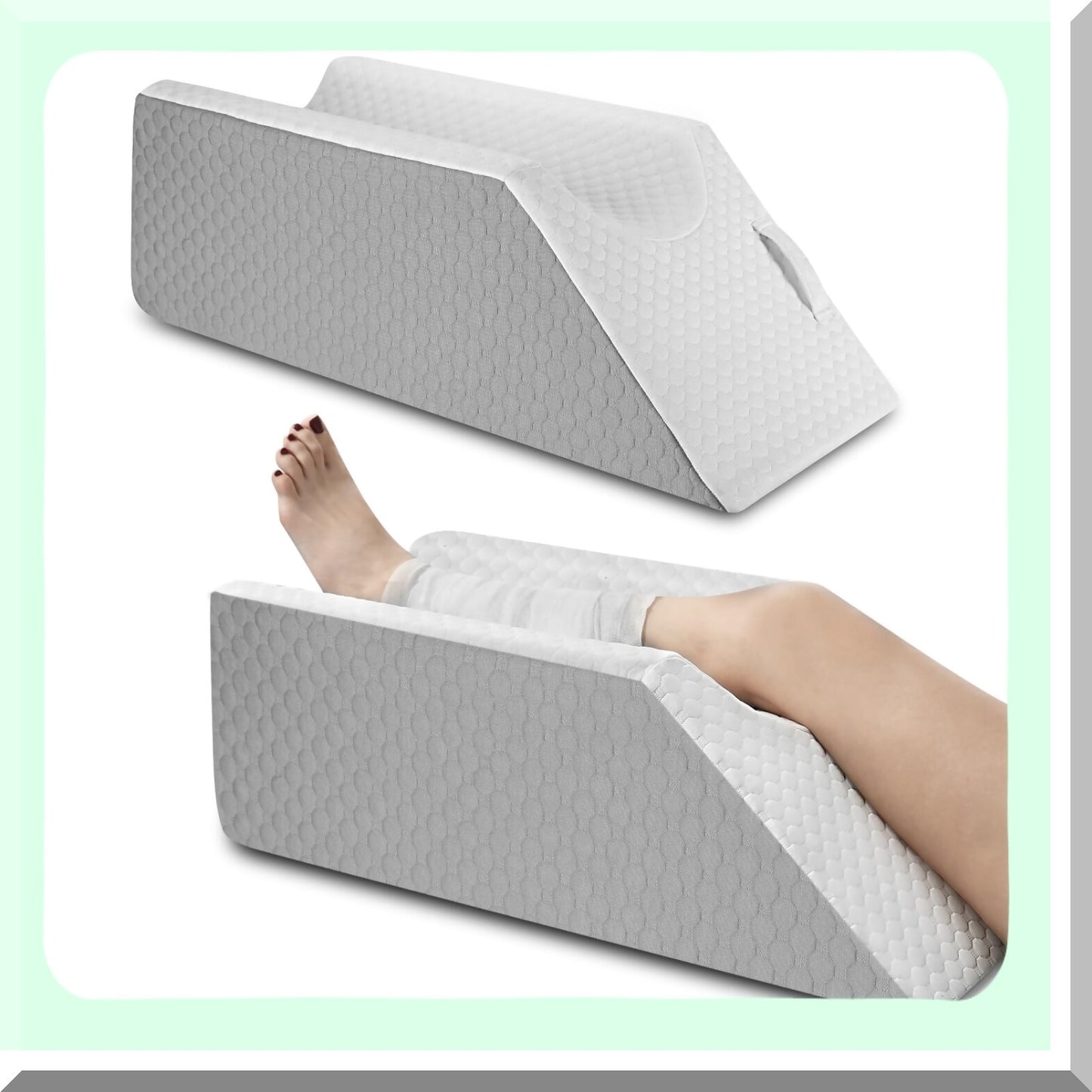 MemoryFoam Leg Elevate Wedge - Post Surgery Swelling Relief Pillow for Sleeping, Knee & Ankle Injury Support - Non-Slip Bottom Leg Rest Pillow