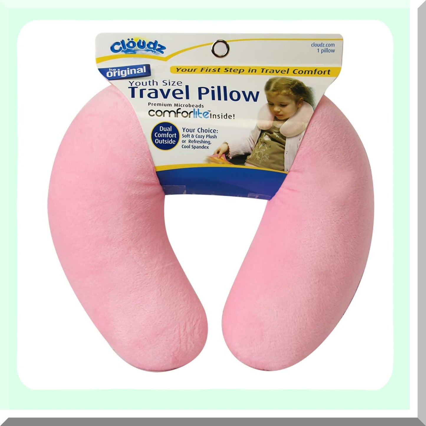 ComfortKids Pink Microbead Travel Neck Pillow - Dual Comfort Support for Kids on the Go! Perfect for Travel, Car Rides, and Nap Time.