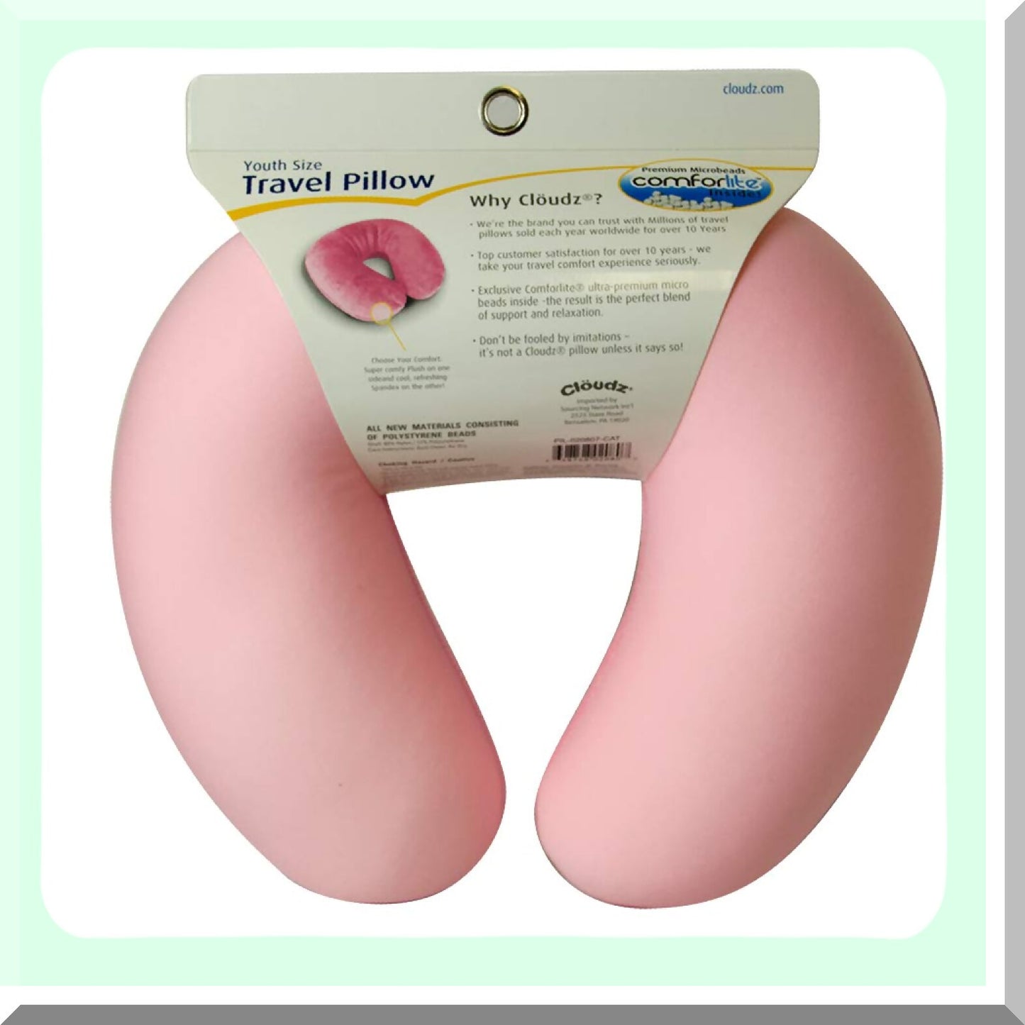 ComfortKids Pink Microbead Travel Neck Pillow - Dual Comfort Support for Kids on the Go! Perfect for Travel, Car Rides, and Nap Time.