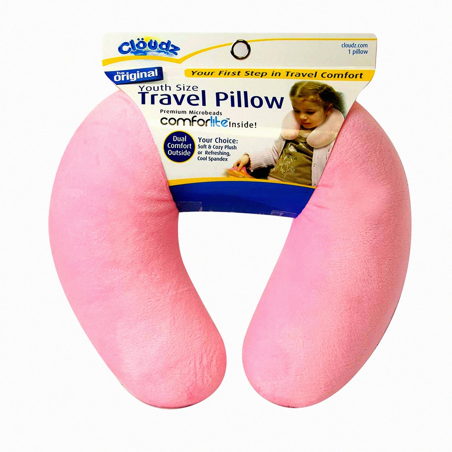 ComfortKids Pink Microbead Travel Neck Pillow - Dual Comfort Support for Kids on the Go! Perfect for Travel, Car Rides, and Nap Time.