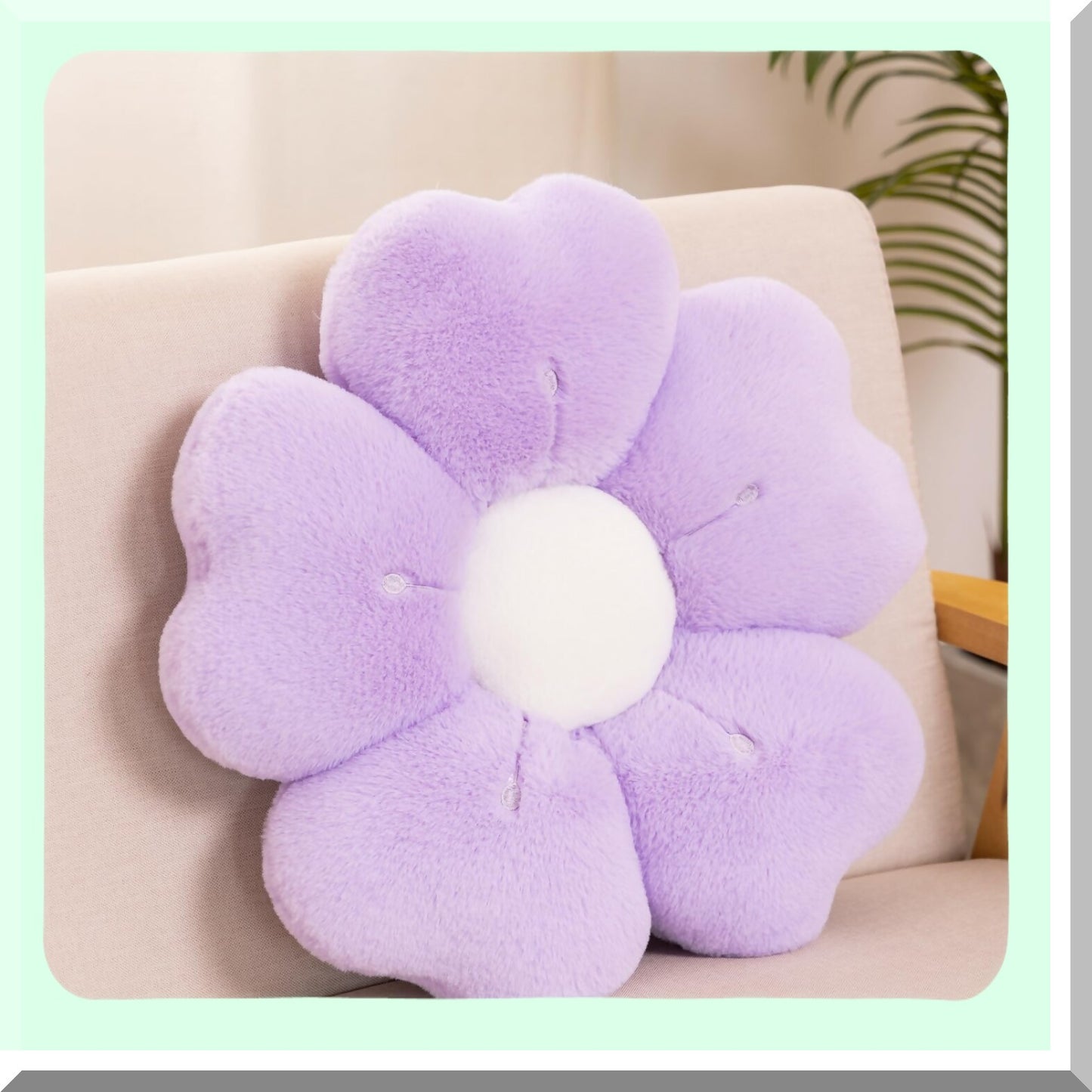 Lavender Blossom Cozy Pillow - Cute Flower Shaped Decorative Throw Pillow with Soft Rabbit Filling for Couch, Bed, Chair, Floor - Seating Cushion for Bedroom, Living Room Décor