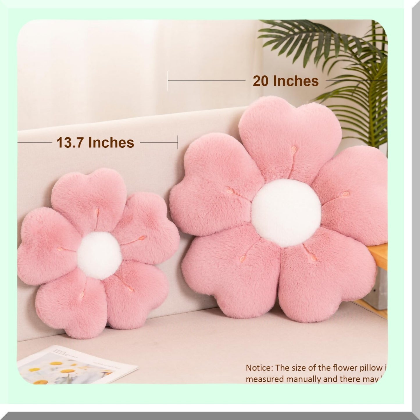 Lavender Blossom Cozy Pillow - Cute Flower Shaped Decorative Throw Pillow with Soft Rabbit Filling for Couch, Bed, Chair, Floor - Seating Cushion for Bedroom, Living Room Décor