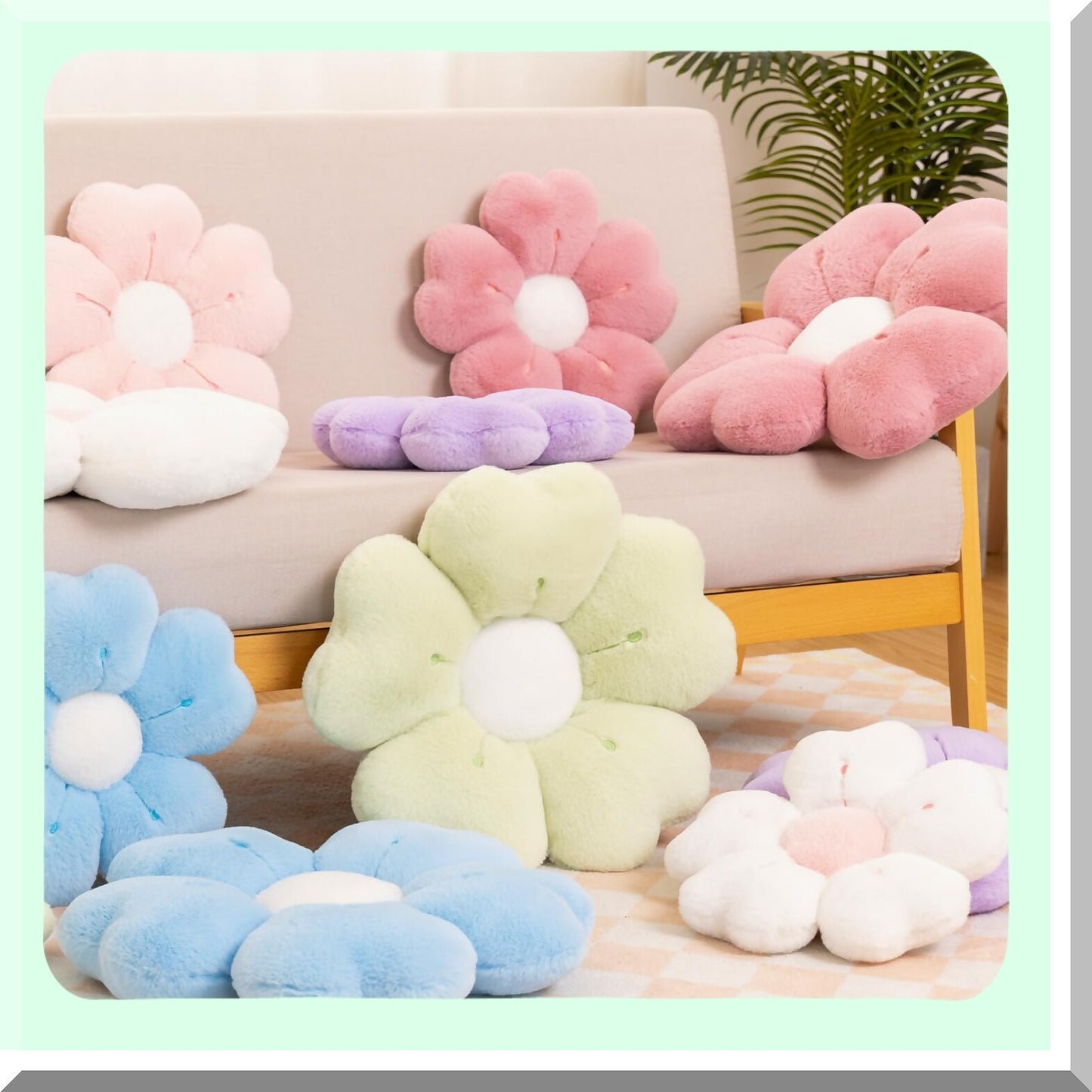 Lavender Blossom Cozy Pillow - Cute Flower Shaped Decorative Throw Pillow with Soft Rabbit Filling for Couch, Bed, Chair, Floor - Seating Cushion for Bedroom, Living Room Décor