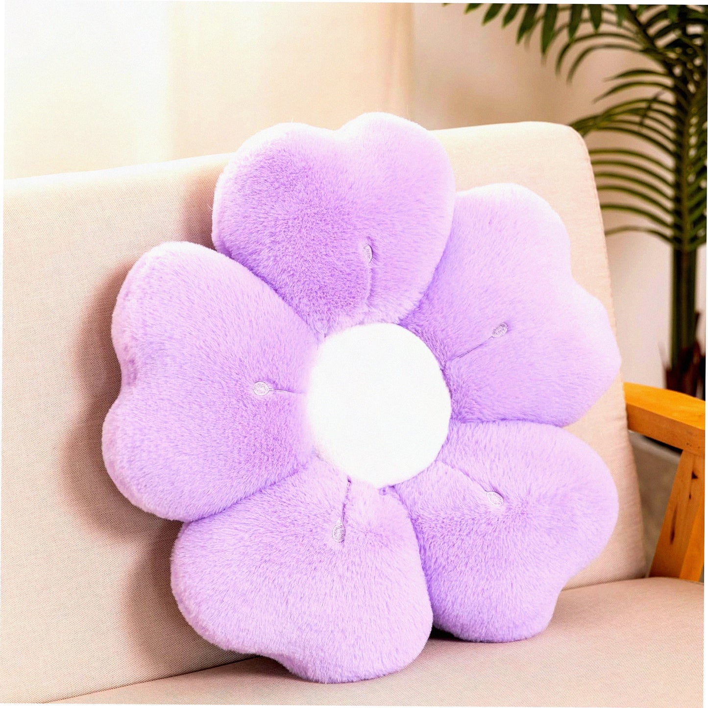 Lavender Blossom Cozy Pillow - Cute Flower Shaped Decorative Throw Pillow with Soft Rabbit Filling for Couch, Bed, Chair, Floor - Seating Cushion for Bedroom, Living Room Décor