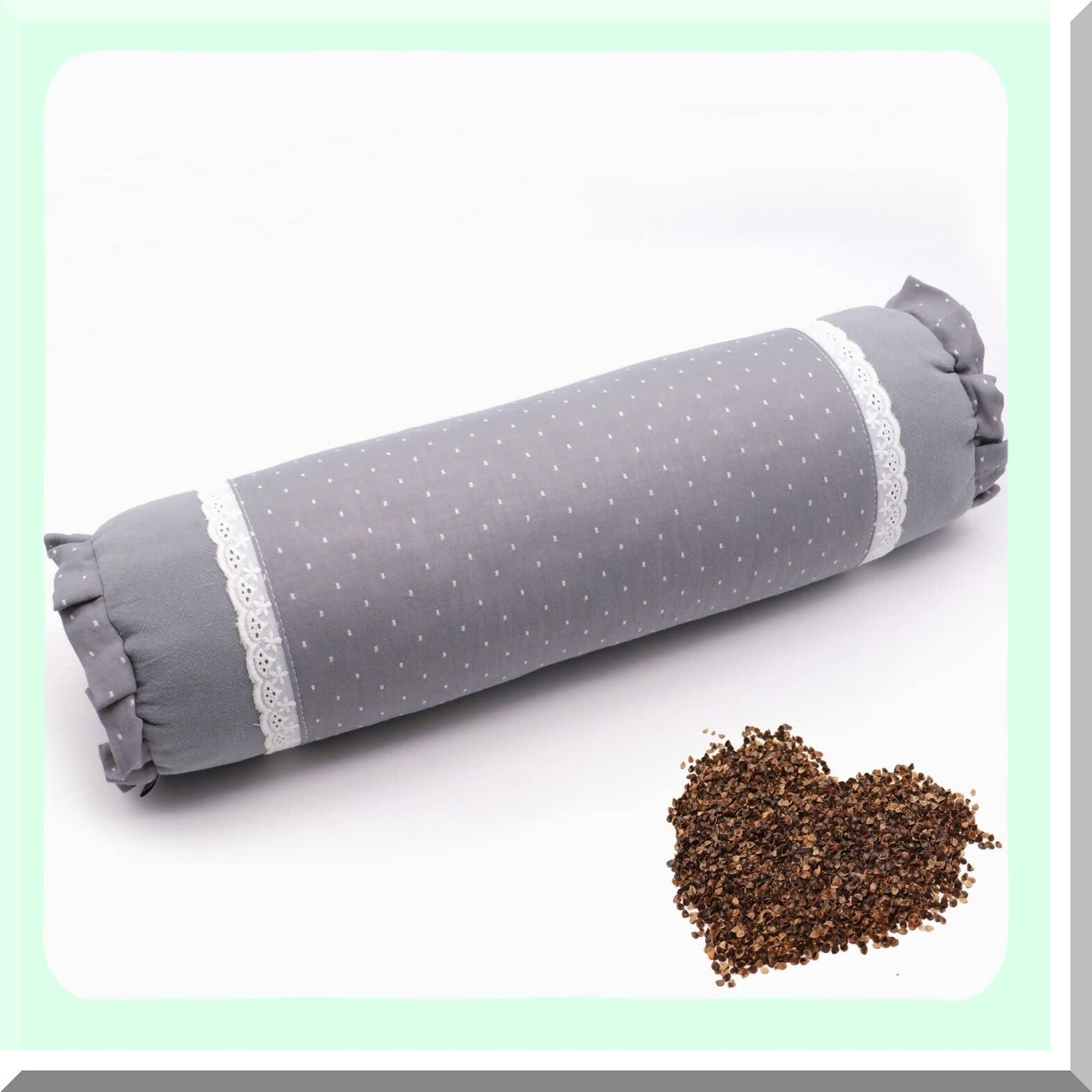 CoolSleep Buckwheat Cylinder Neck Roll Pillow - Lumbar Support Bolster for Back and Side Sleepers - 16x4 inch Gray Cervical Pillow with Hulls Filling