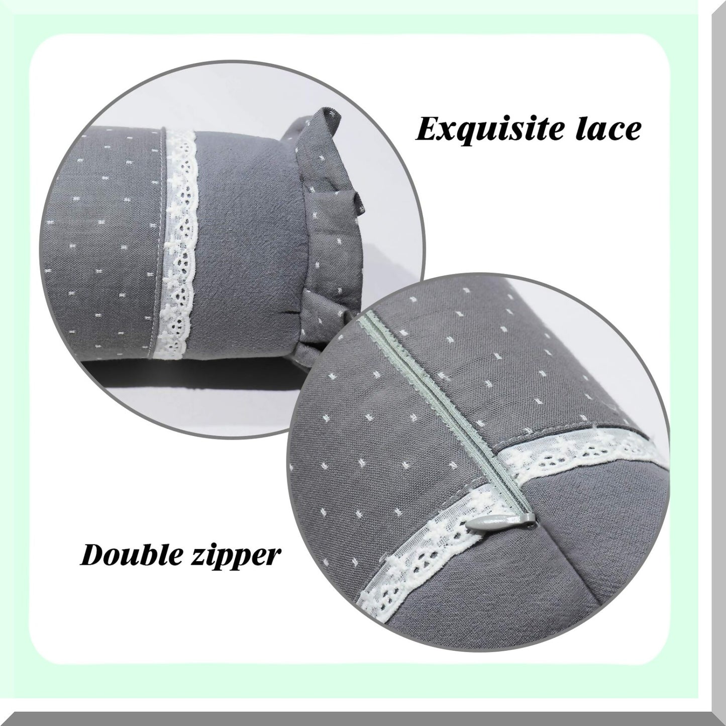 CoolSleep Buckwheat Cylinder Neck Roll Pillow - Lumbar Support Bolster for Back and Side Sleepers - 16x4 inch Gray Cervical Pillow with Hulls Filling