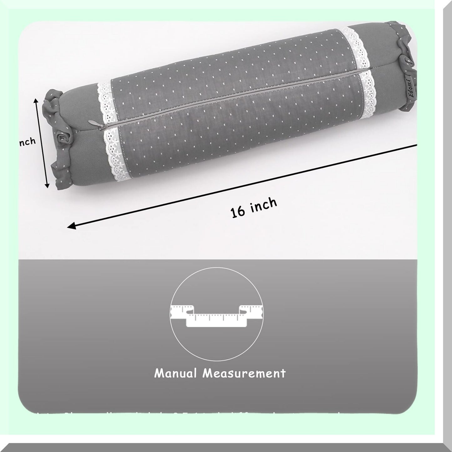 CoolSleep Buckwheat Cylinder Neck Roll Pillow - Lumbar Support Bolster for Back and Side Sleepers - 16x4 inch Gray Cervical Pillow with Hulls Filling