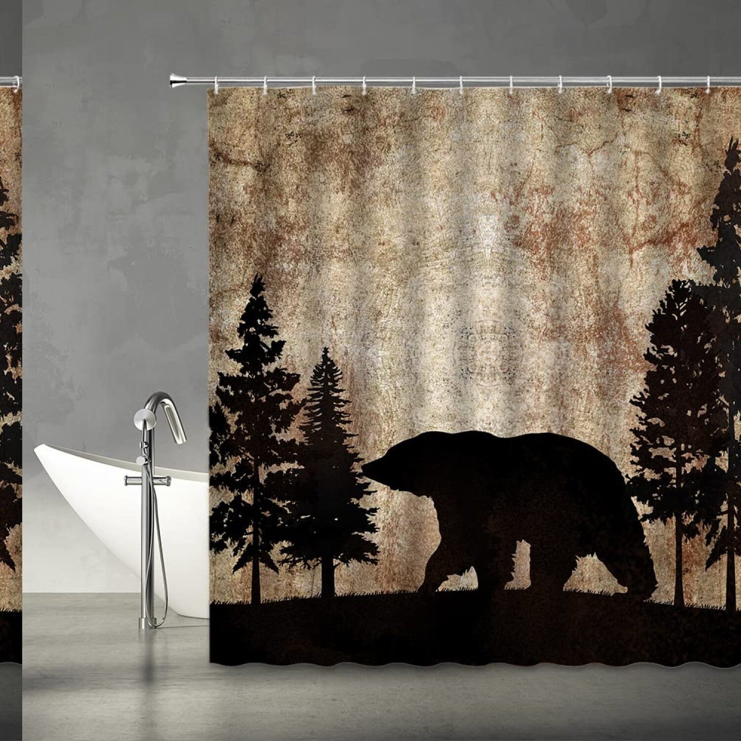 Rustic Bear Shower Curtain 70x70 inches
