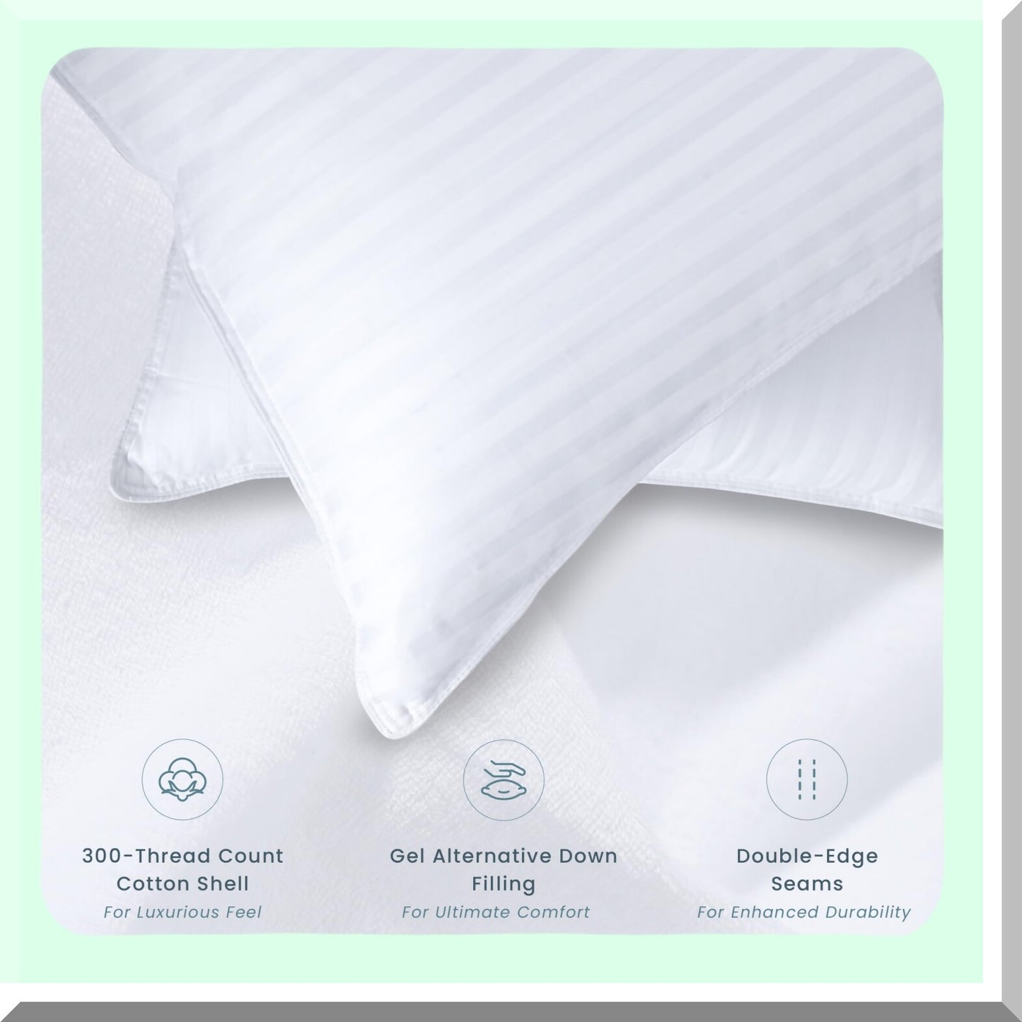 CoolDreams Cooling Down Alternative Bed Pillows - Set of 2 Firm & Soft Pillows for Sleeping - 20 x 36 Hotel Size - Ideal for Back, Stomach, or Side Sleepers - 2 Pack