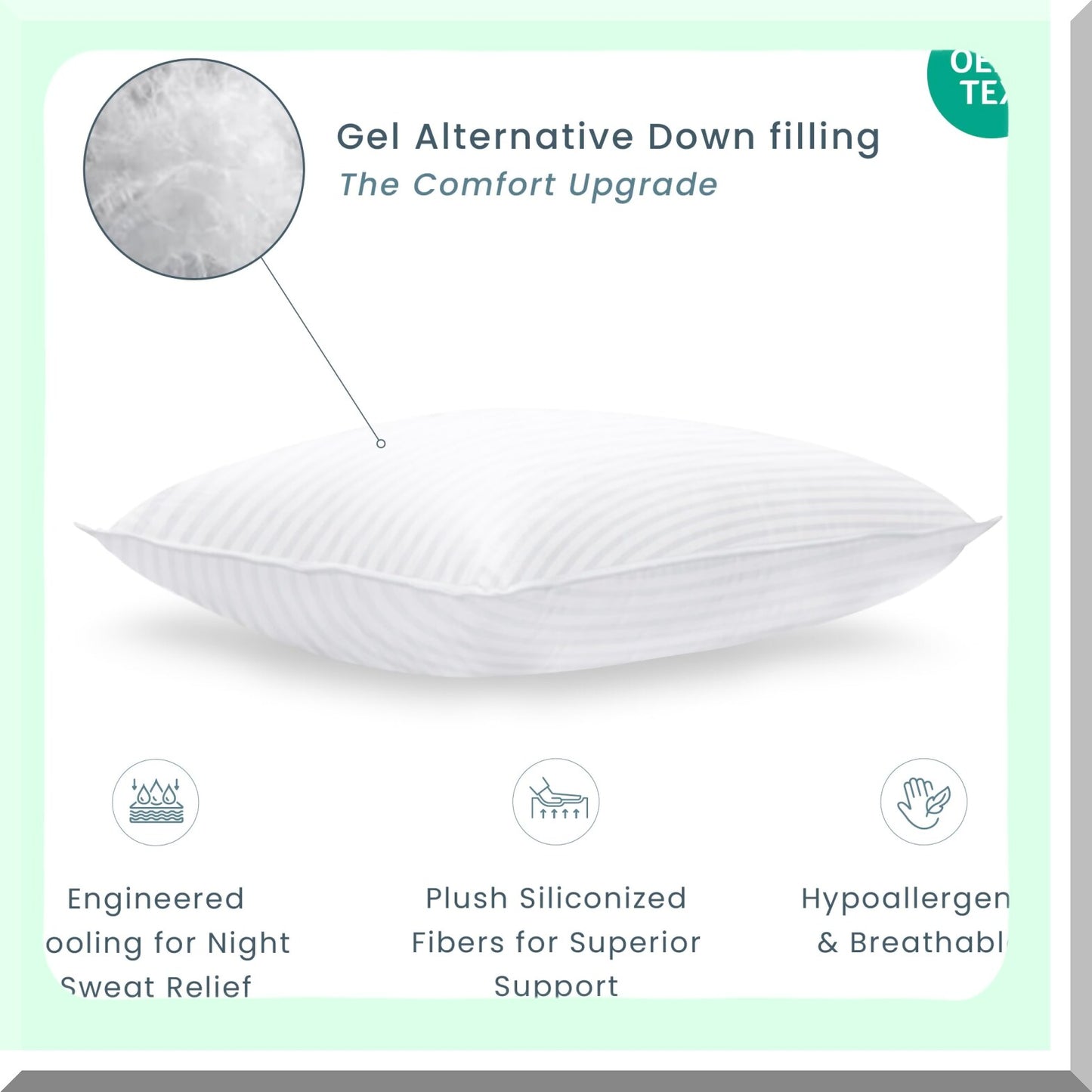 CoolDreams Cooling Down Alternative Bed Pillows - Set of 2 Firm & Soft Pillows for Sleeping - 20 x 36 Hotel Size - Ideal for Back, Stomach, or Side Sleepers - 2 Pack