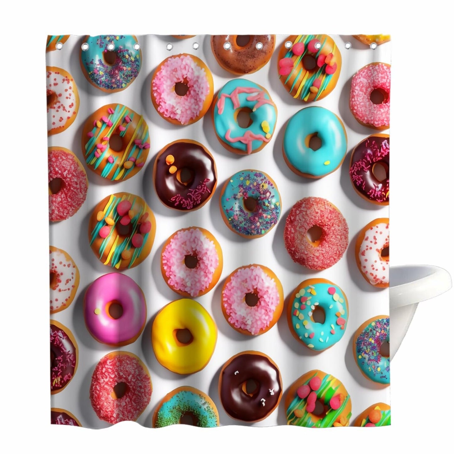 Donuts Candy Land Shower Curtain Set 72x72 inches