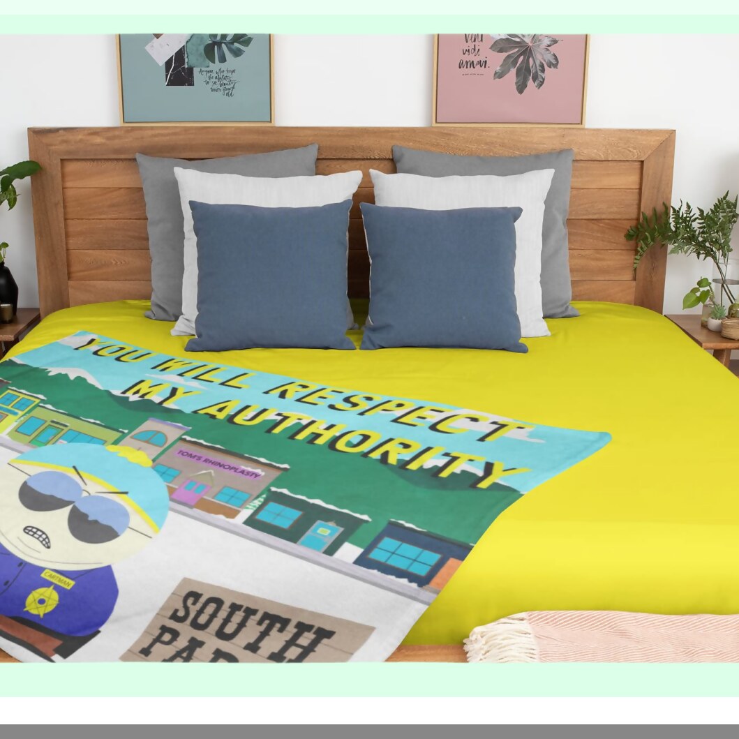 Cartman Authority Throw Blanket & Wall Scroll Set