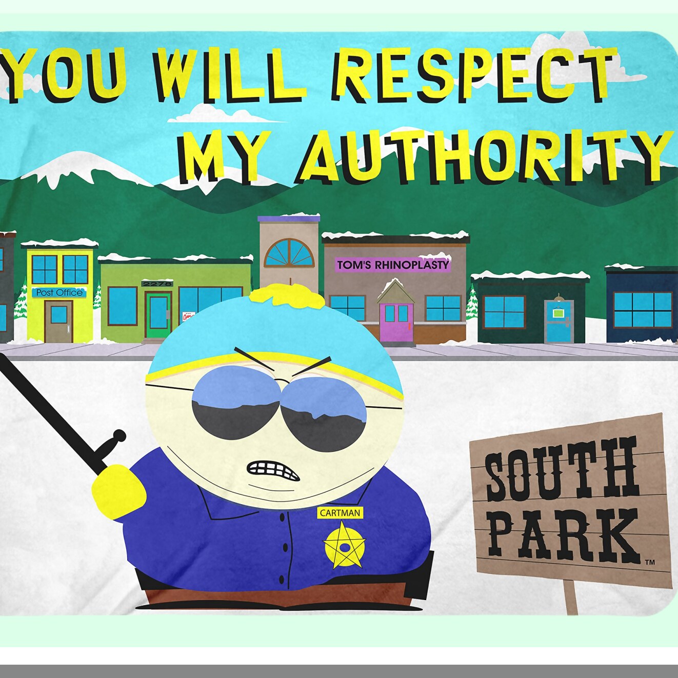 Cartman Authority Throw Blanket & Wall Scroll Set