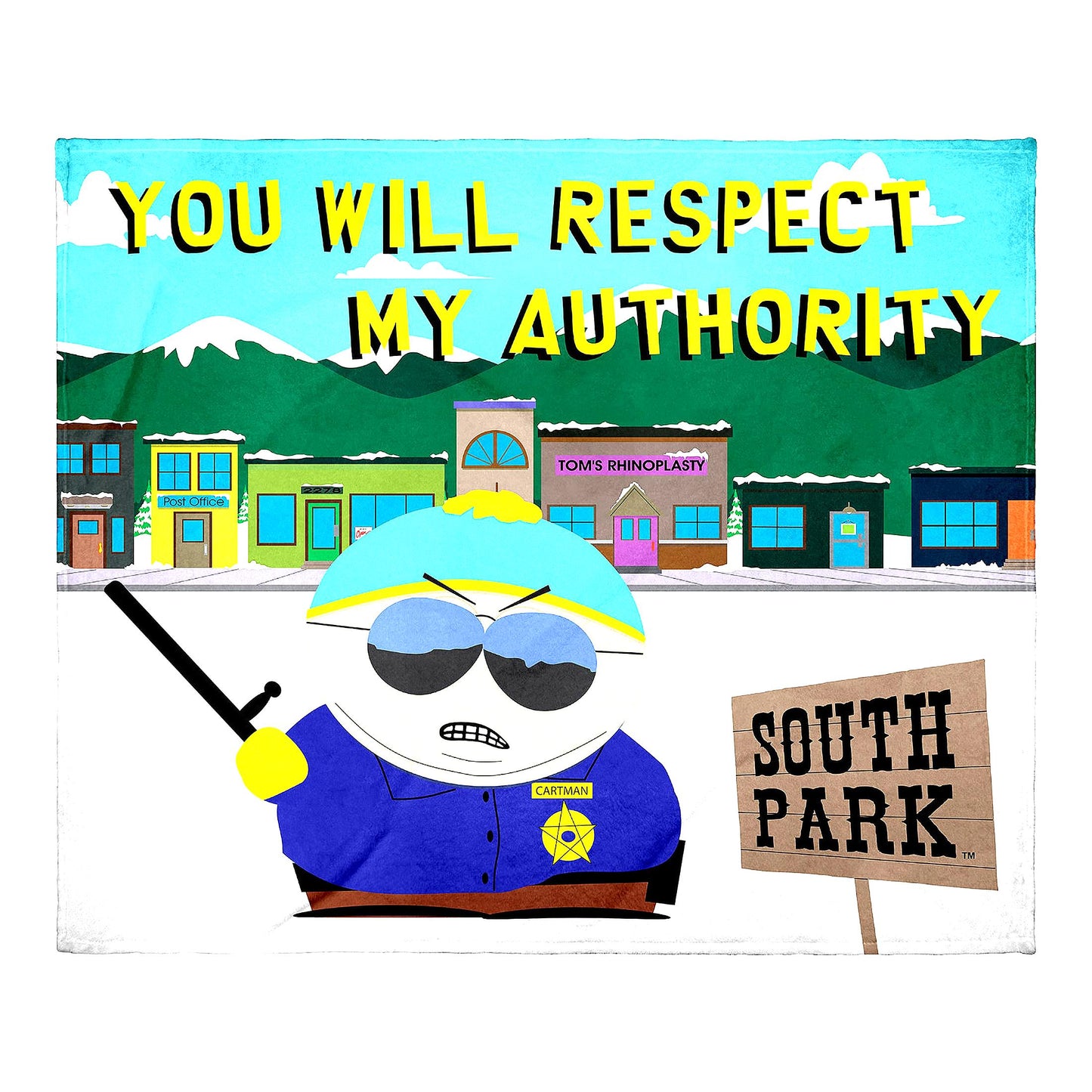 Cartman Authority Throw Blanket & Wall Scroll Set