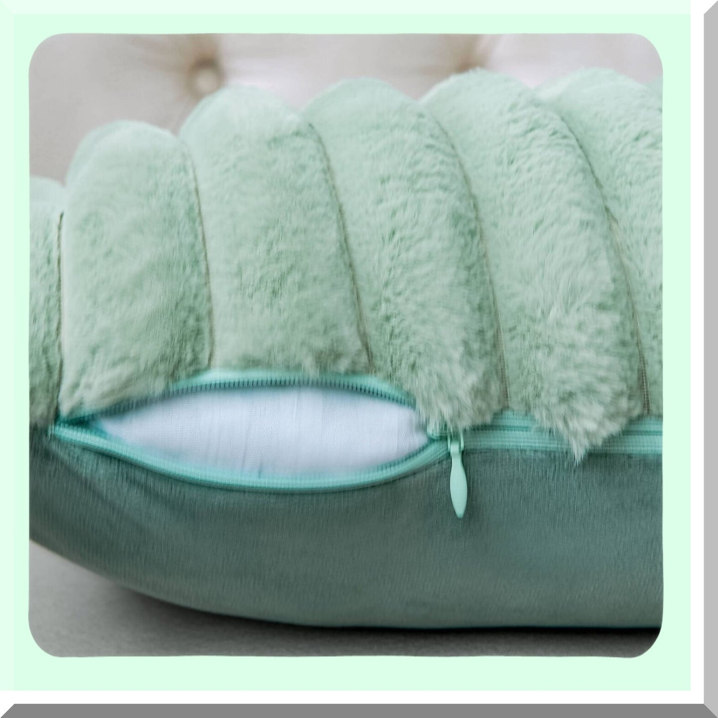 Cozy Velvet Rabbit Striped Pillow Covers - Set of 2 Decorative Throw Cushion Cases for Couch Sofa Bedroom, Super Soft Fuzzy 12x20 Inch Light Green