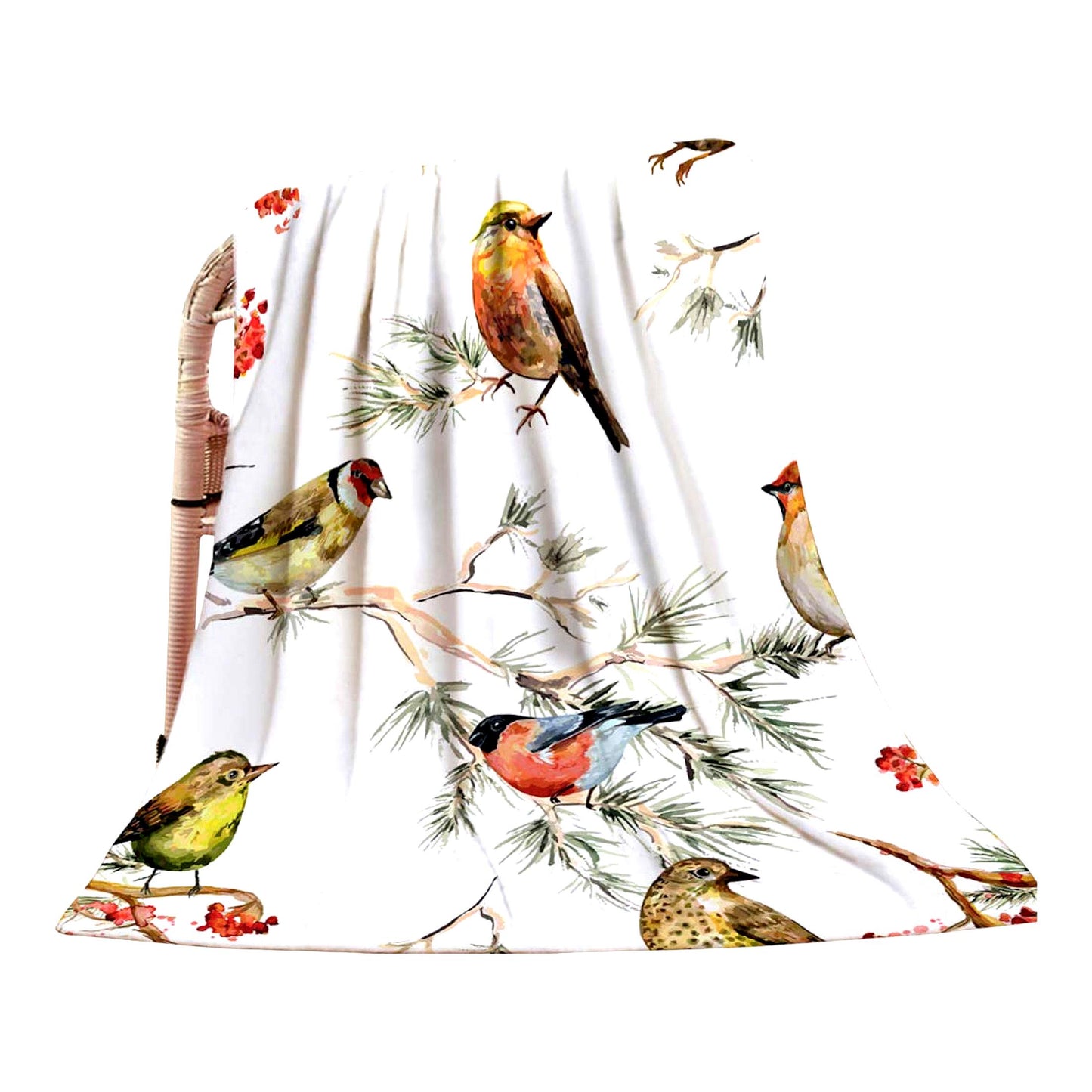 Vintage Forest Birds Throw Blanket - Soft, Warm, Watercolor Design for Bed, Chair, Couch, Sofa - 30"x40""