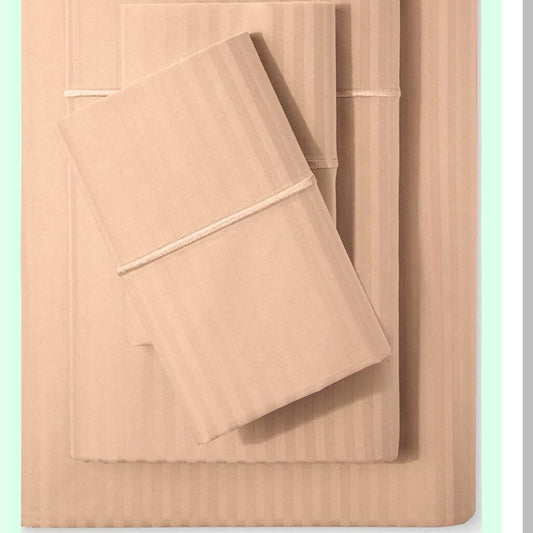 Breathable Cotton Damask Sheets Set - Twin Size 3 Pc 500 TC Sateen Weave Bedding with Deep Pockets for College Dorm Room or Resort Hotel Luxury Decor - Maple Sugar