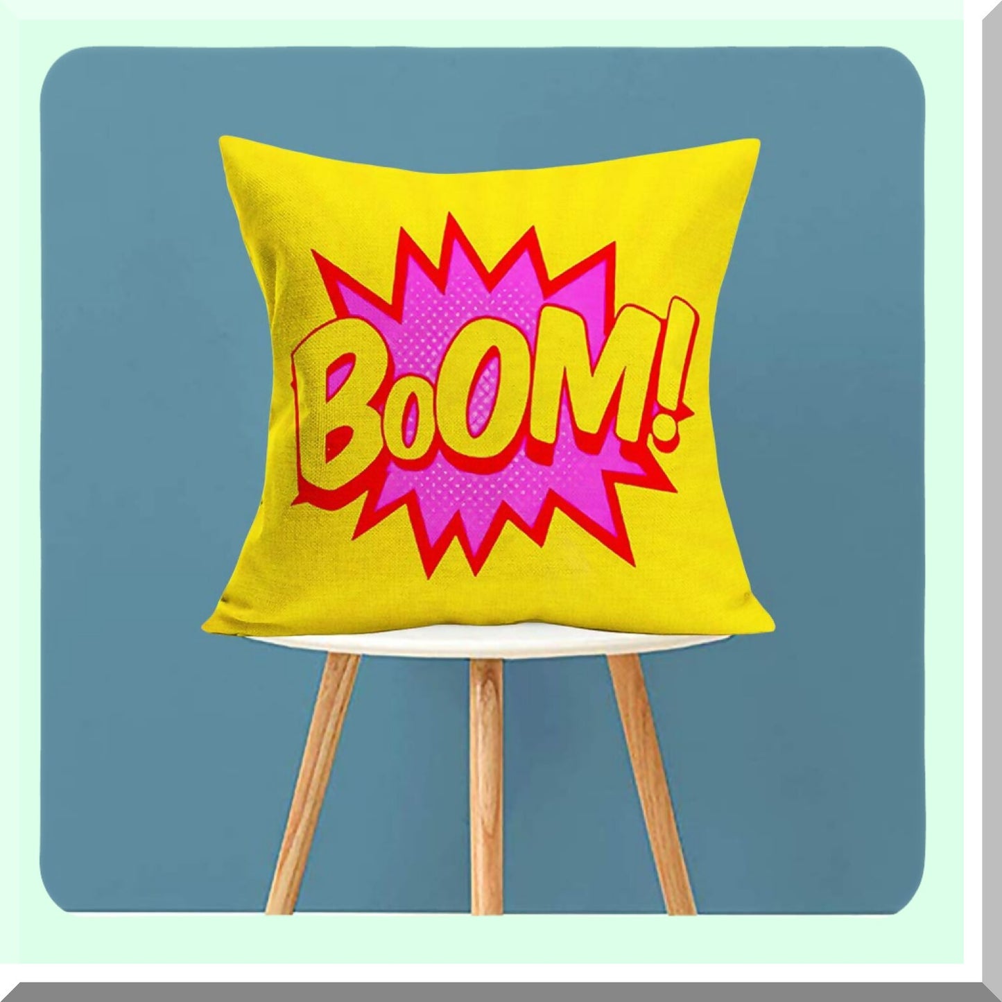 Superhero Exclamation Decor Pillow Set - Comic Book Quote Cushion Covers - 18x18 Inch Square Pillowcases - Best Gift for Pow Wham Kapow Boom Fans