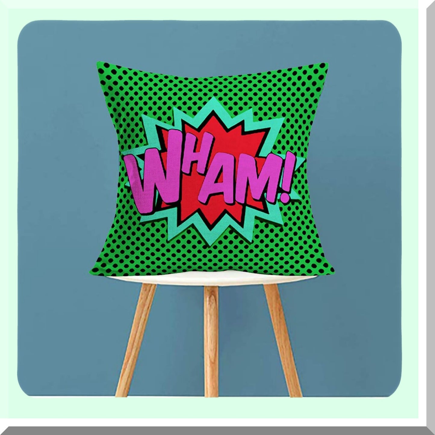 Superhero Exclamation Decor Pillow Set - Comic Book Quote Cushion Covers - 18x18 Inch Square Pillowcases - Best Gift for Pow Wham Kapow Boom Fans