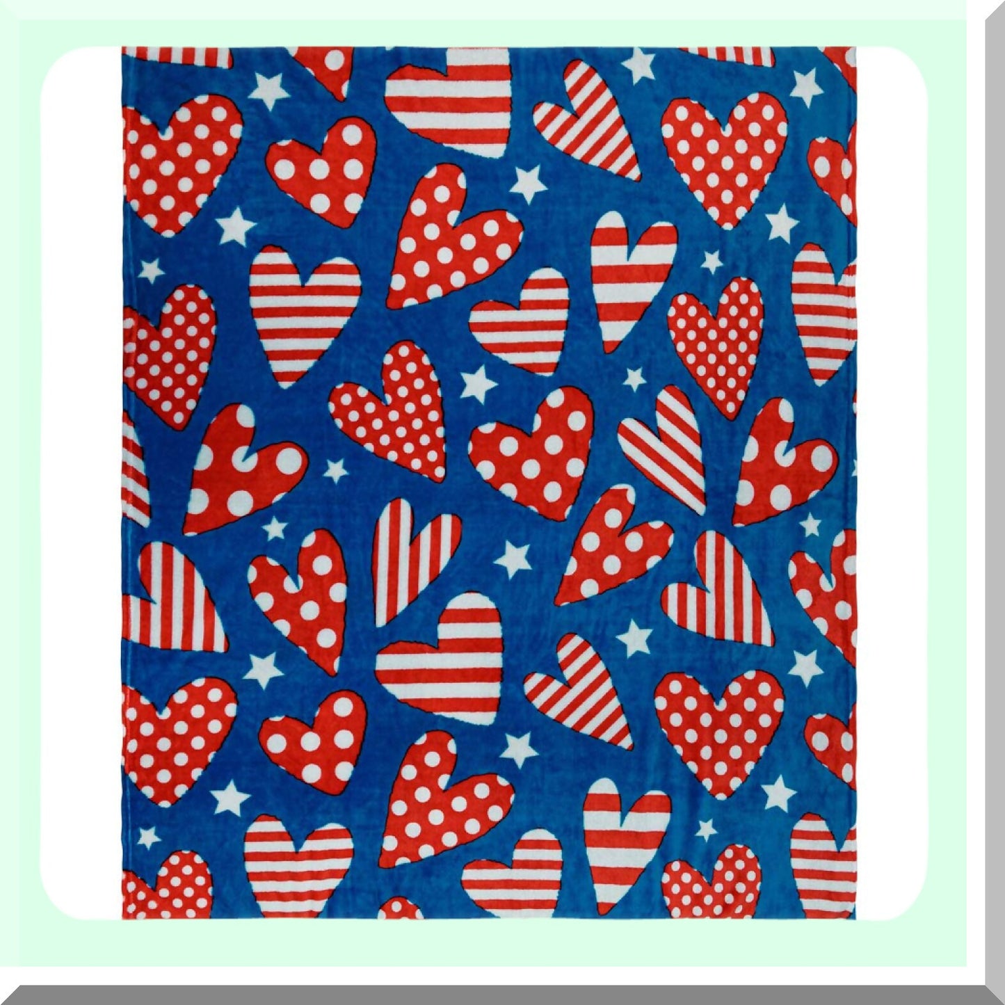 Patriotic Stars & Hearts Ultra-Soft Blanket - Ideal for Gifts, Holidays, and Home Decor