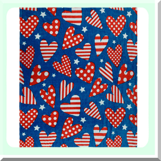 Patriotic Stars & Hearts Ultra-Soft Blanket