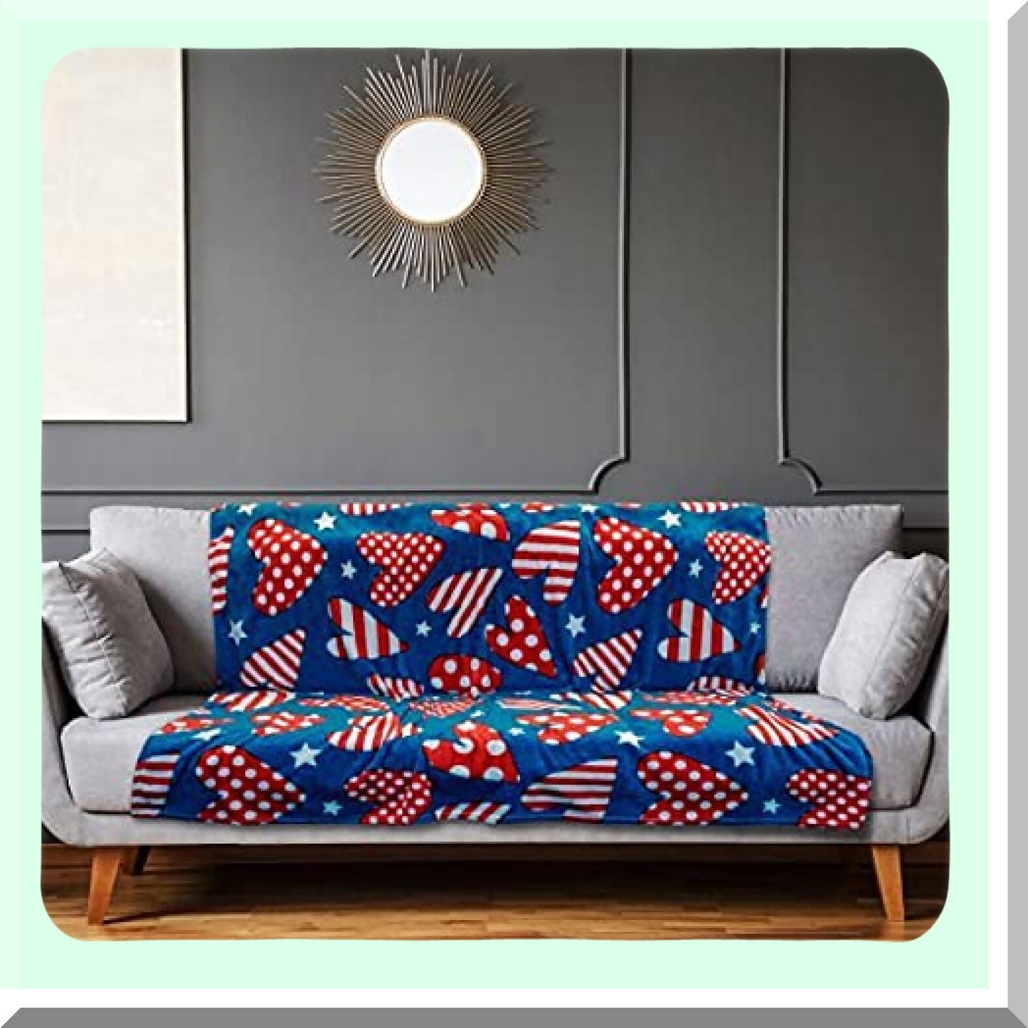 Patriotic Stars & Hearts Ultra-Soft Blanket - Ideal for Gifts, Holidays, and Home Decor