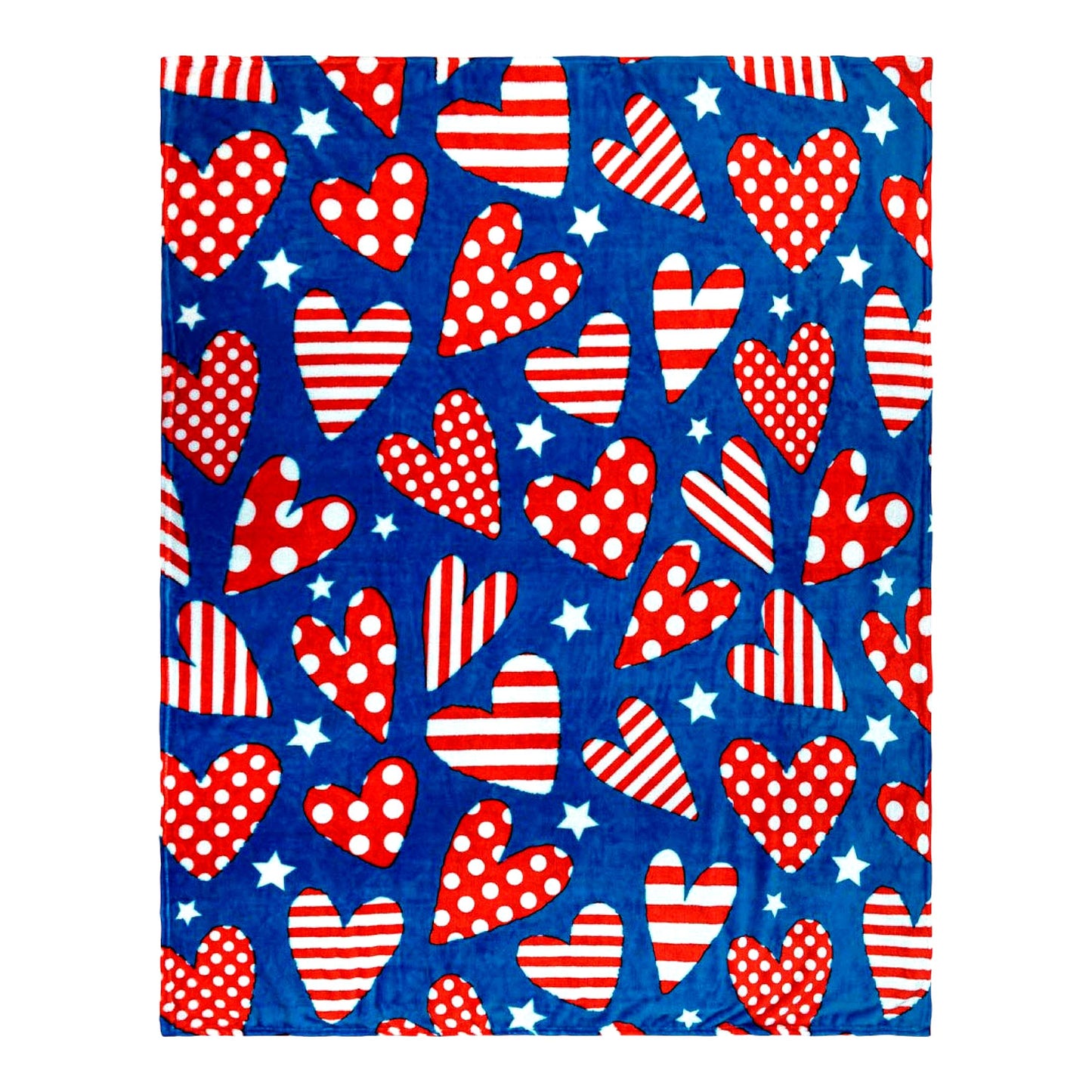 Patriotic Stars & Hearts Ultra-Soft Blanket - Ideal for Gifts, Holidays, and Home Decor