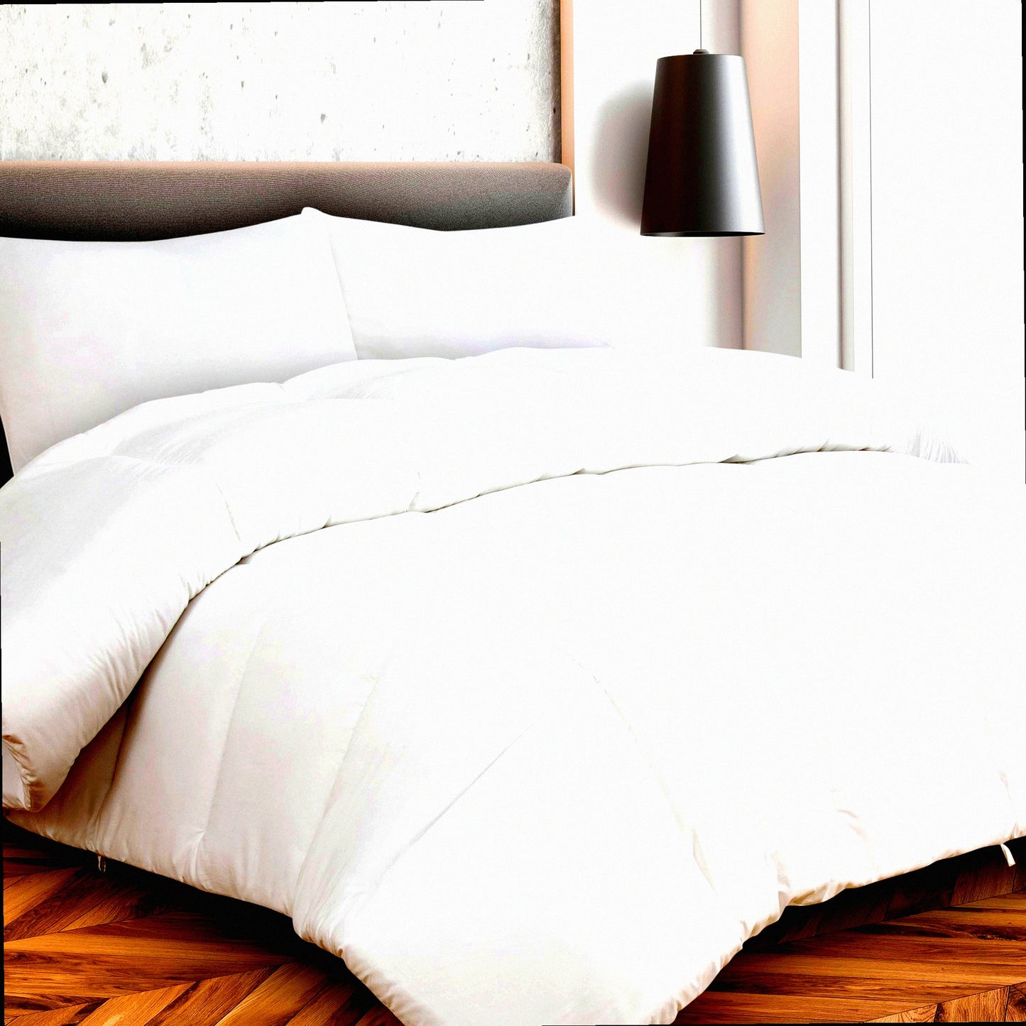 Luxury All Season Lightweight Quilted Comforter - Ultra Soft Hotel Bedding with Corner Tabs - Box Stitched Duvet Insert - White Comforter