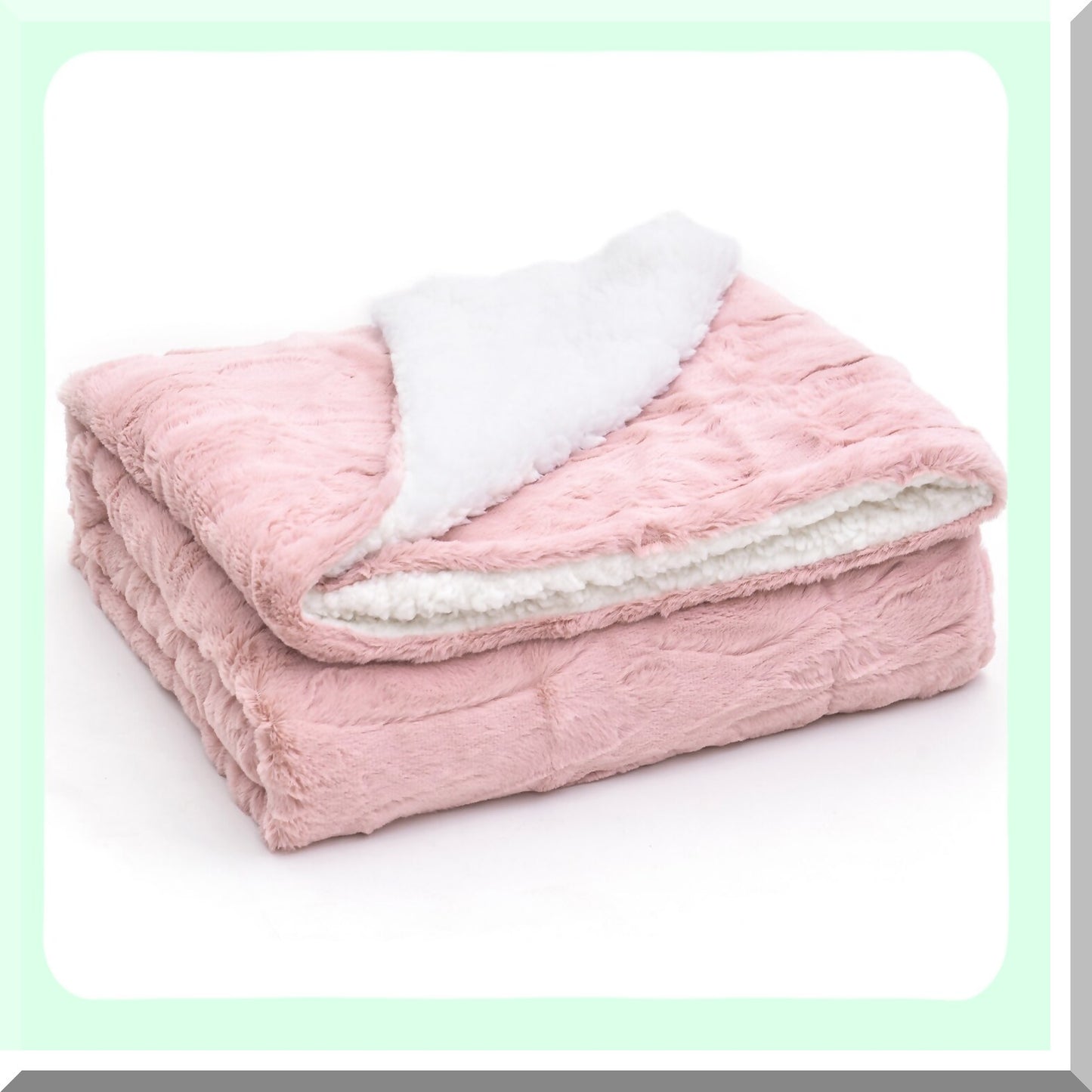 BlushCozy Sherpa Throw - Super Soft Dusty Rose & Ivory Blanket 63x87