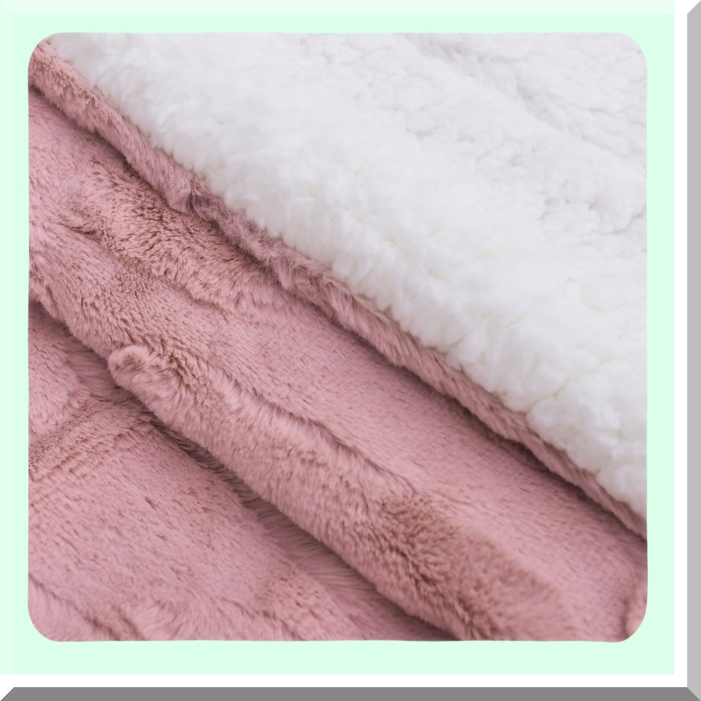 BlushCozy Sherpa Throw - Super Soft Dusty Rose & Ivory Blanket 63x87
