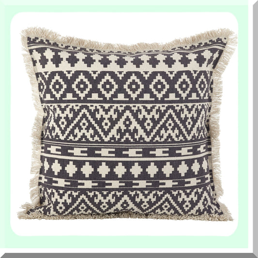 Tribal Fringe Cotton Throw Pillow Compatible with Living Room and Bedroom