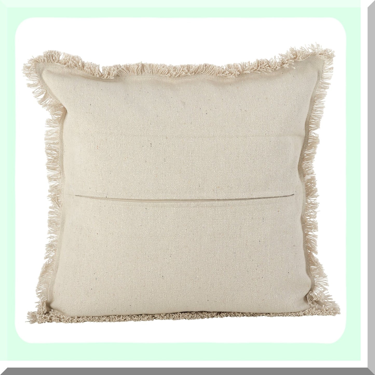 Tribal Fringe Cotton Down Throw Pillow - Grey 20x20 - Boho Decor Accent Cushion - Soft Cozy Living Room Bedroom Sofa Pillow Cover