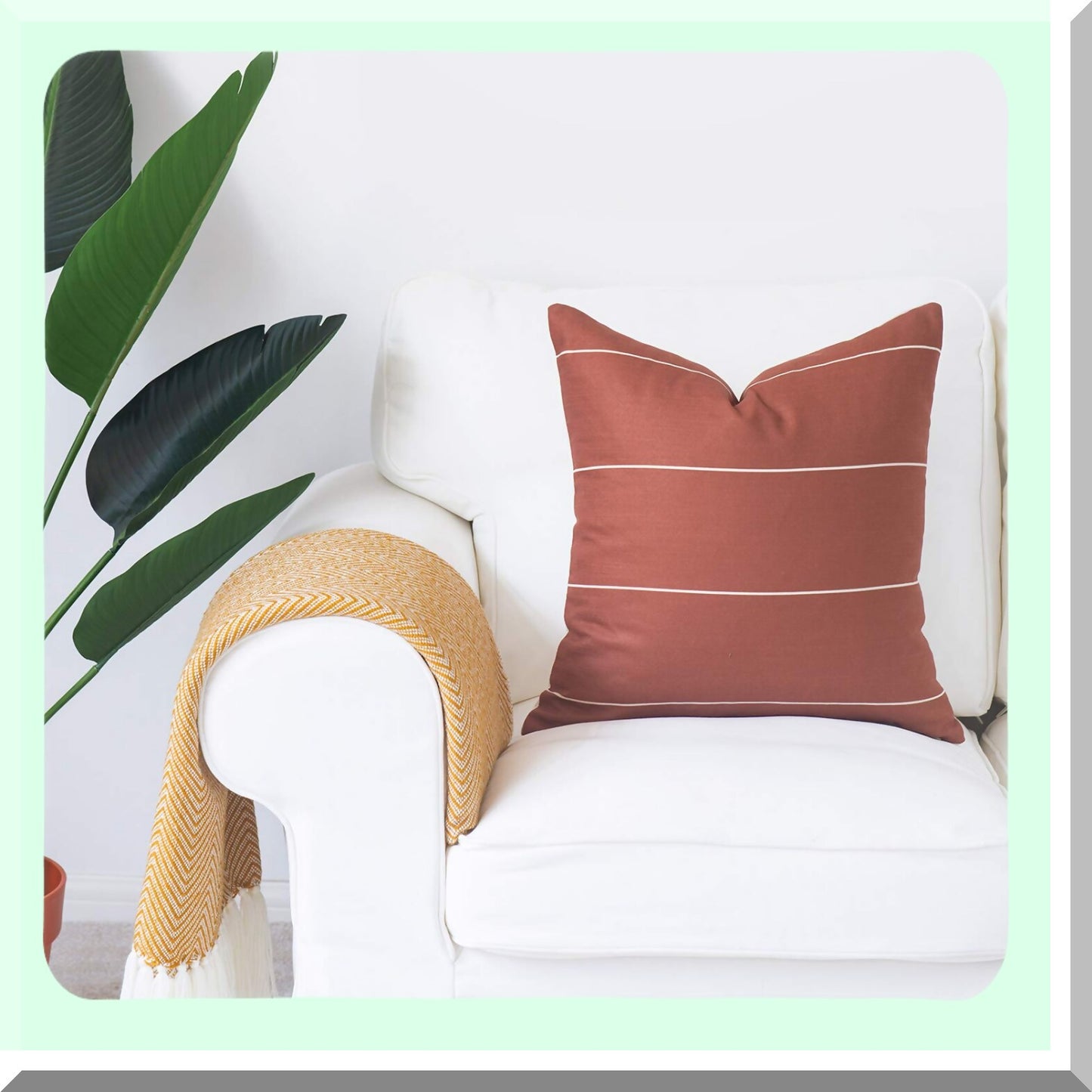 Rustic Chic Boho Stripe Pillow Cover - 20x20 Decorative Throw for Couch, Sofa, Bed - Modern Home Decor Accent - Soft Cotton Linen Fabric