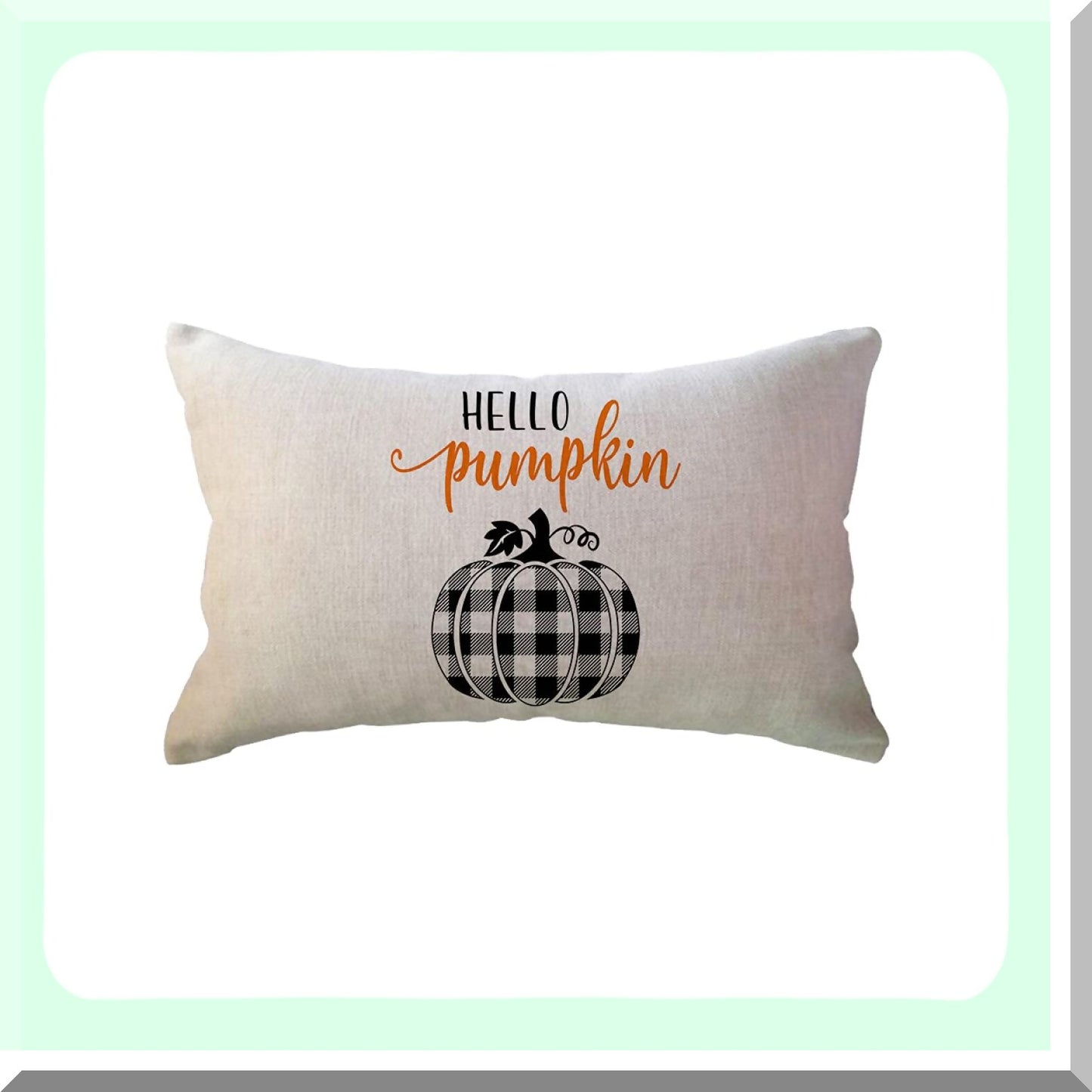 Autumn Harvest Buffalo Plaid Pumpkin Pillow Covers - Farmhouse Decorative Lumbar Couch Cases for Fall Home Decor - 12x20 Inch Sofa/Porch Accessories