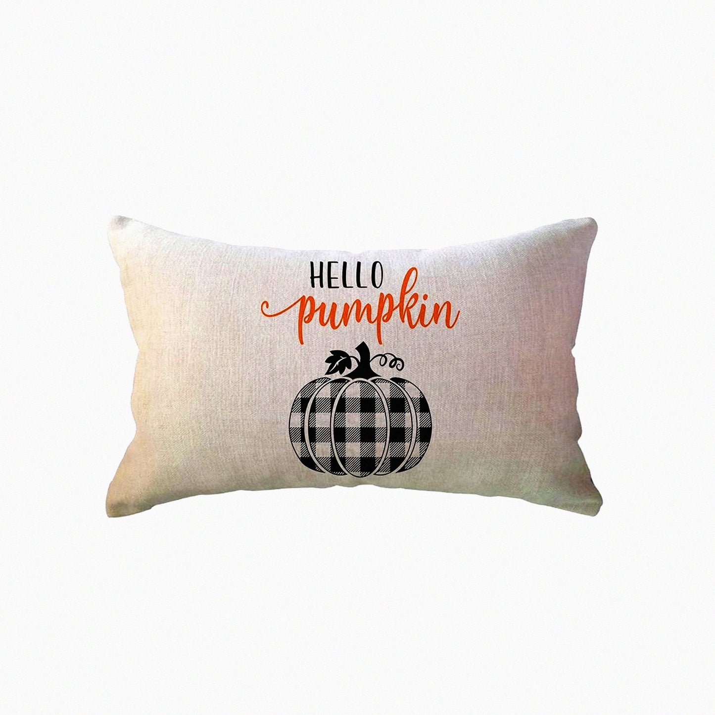 Autumn Harvest Buffalo Plaid Pumpkin Pillow Covers - Farmhouse Decorative Lumbar Couch Cases for Fall Home Decor - 12x20 Inch Sofa/Porch Accessories