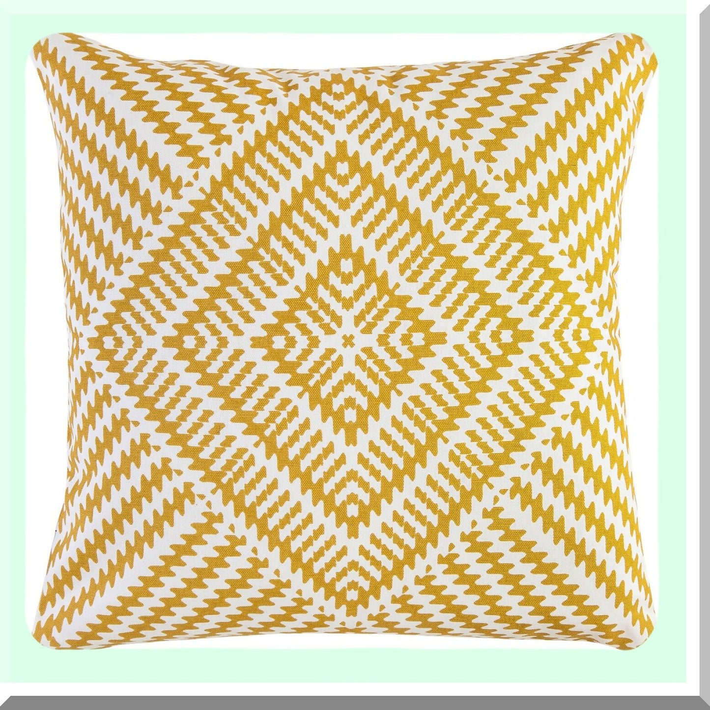 Kaleidoscope Mustard Accent Pillow Covers - Set of 2, 22x22 Inches, Decorative Cotton Throw Pillows