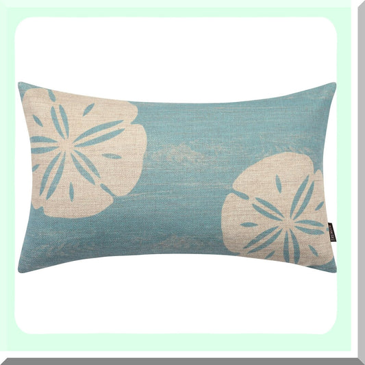Marine Blue Beach Pillow Cover 12x20 Linen Cushion Case