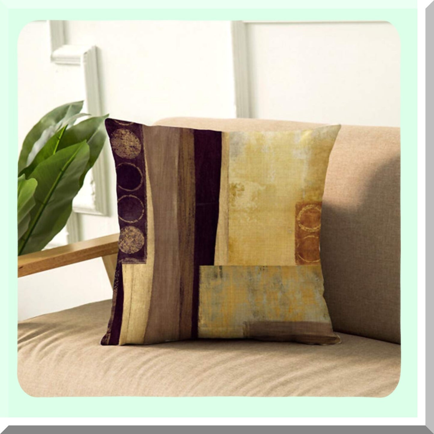 Geometric Vintage Decorative Pillow Covers - Set of 4 Cushion Cases for Living Room, Couch & Bed - Modern Blocks Design - 18 x 18 Inch