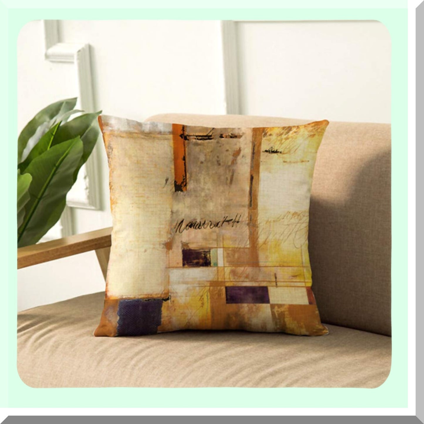 Geometric Vintage Decorative Pillow Covers - Set of 4 Cushion Cases for Living Room, Couch & Bed - Modern Blocks Design - 18 x 18 Inch