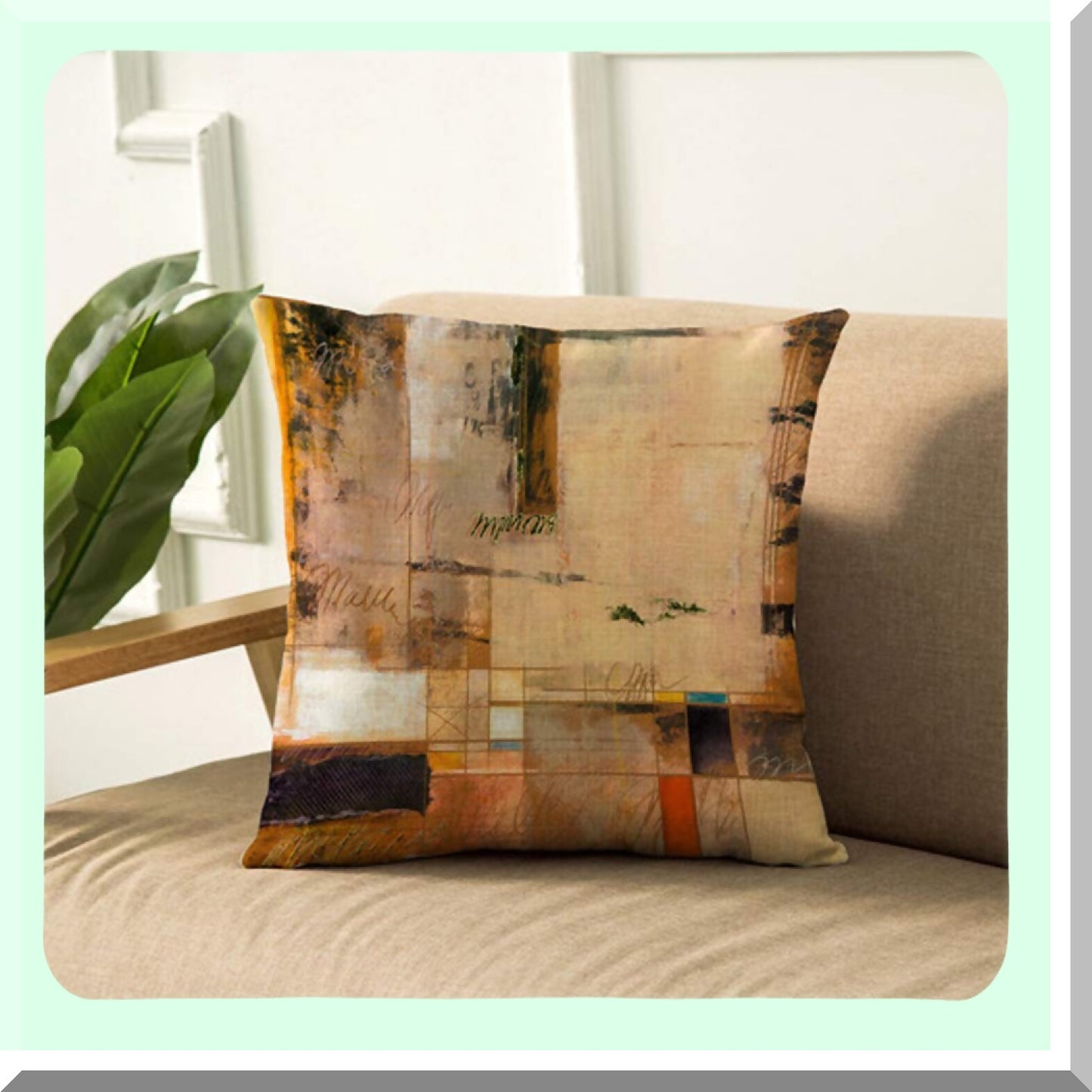 Geometric Vintage Decorative Pillow Covers - Set of 4 Cushion Cases for Living Room, Couch & Bed - Modern Blocks Design - 18 x 18 Inch