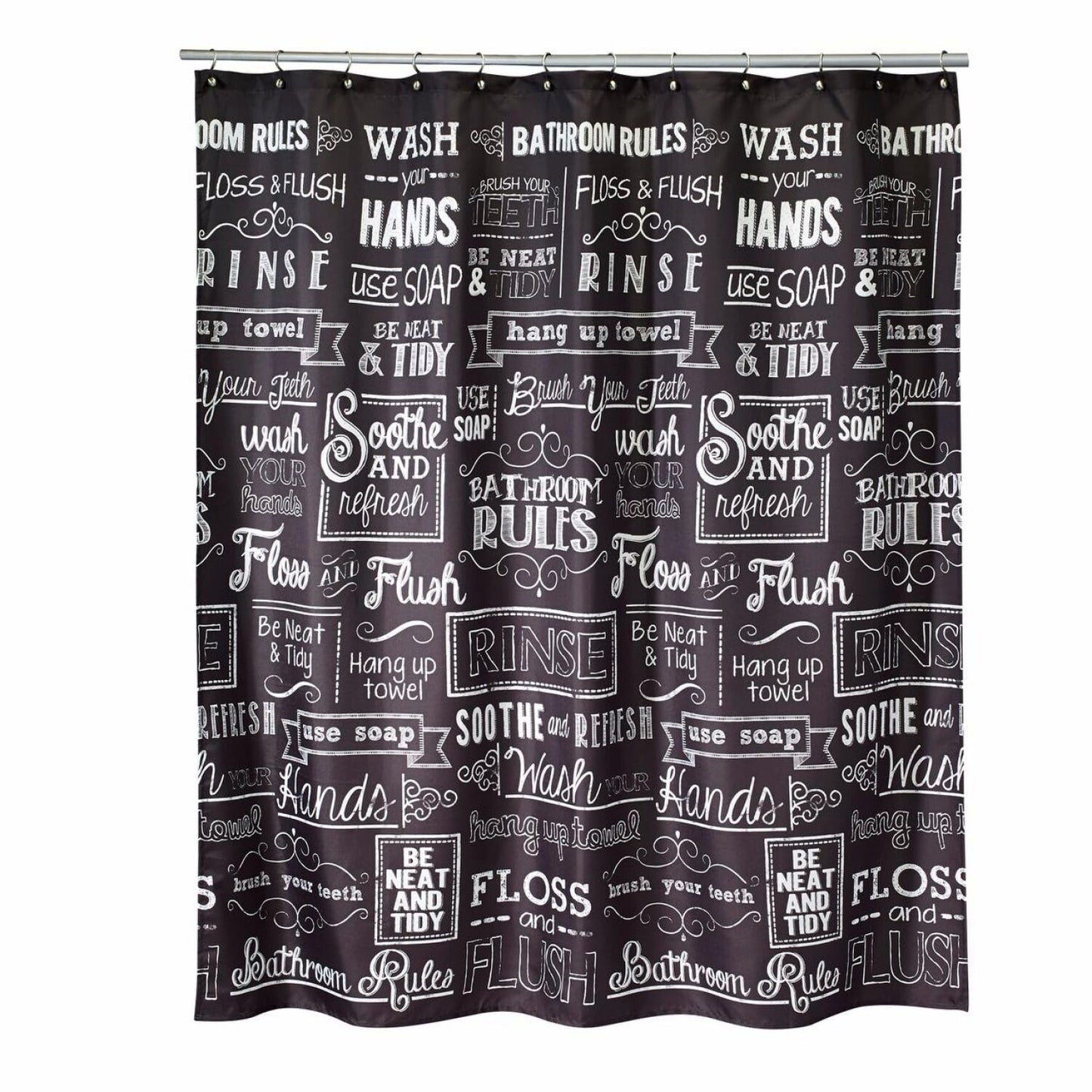 Chalk It Up 72x72 Black and White Shower Curtain