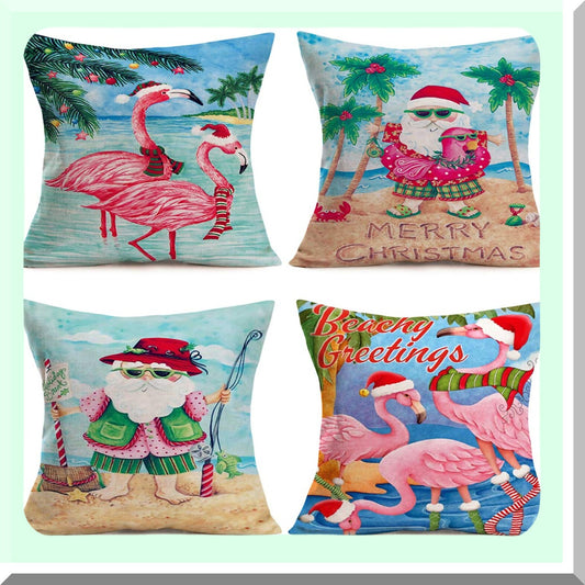 Tropical Flamingo Pillow Covers Set of 4 18x18 inches