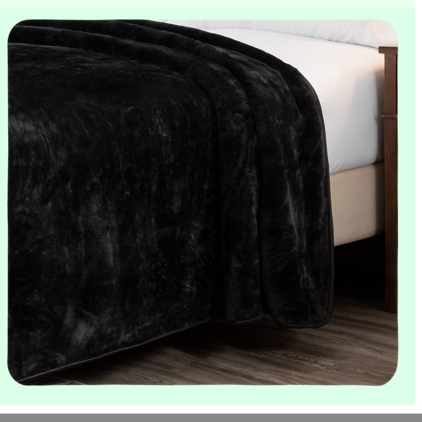 UltraSoft Heavyweight Korean Mink Blanket - 750GSM, Silky Plush, 85" x 95", Solid Black"