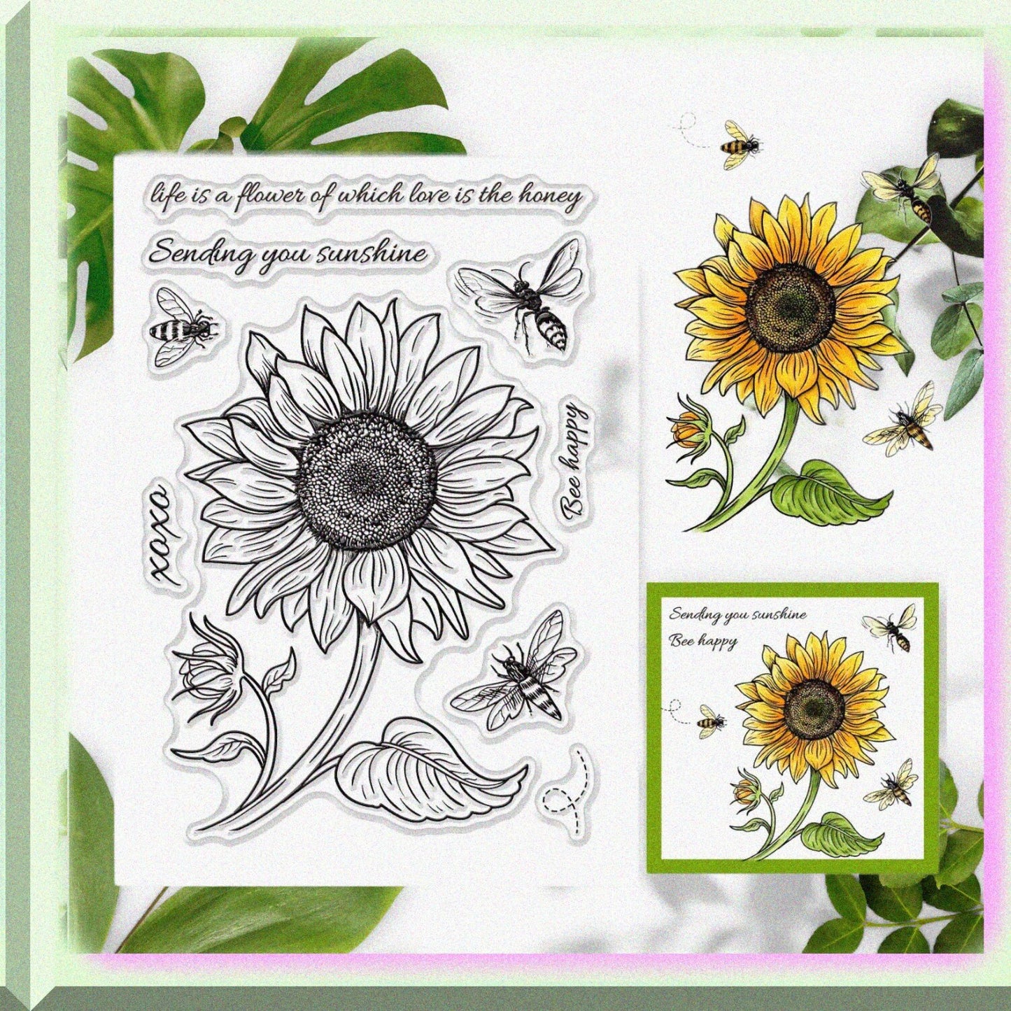 Sunflower and Bumblebee Clear Stamp Set
