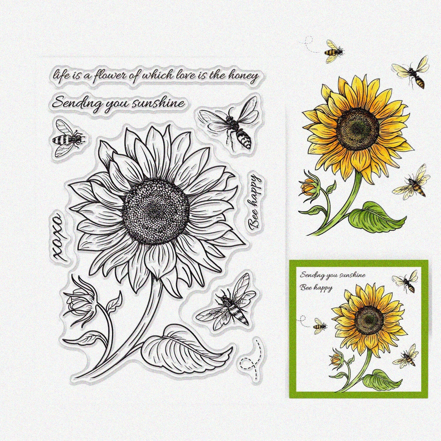 Sunflower and Bumblebee Clear Stamp Set