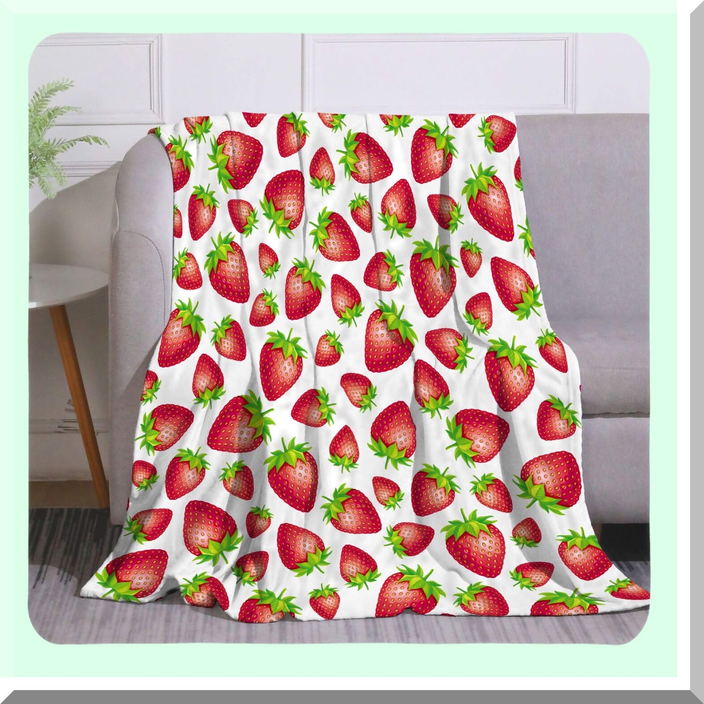 BerryCozy Super Soft Strawberry Fleece Blanket - 60x80 Inch Plush Throw for Sofa, Bed, Travel, Camping, Gift